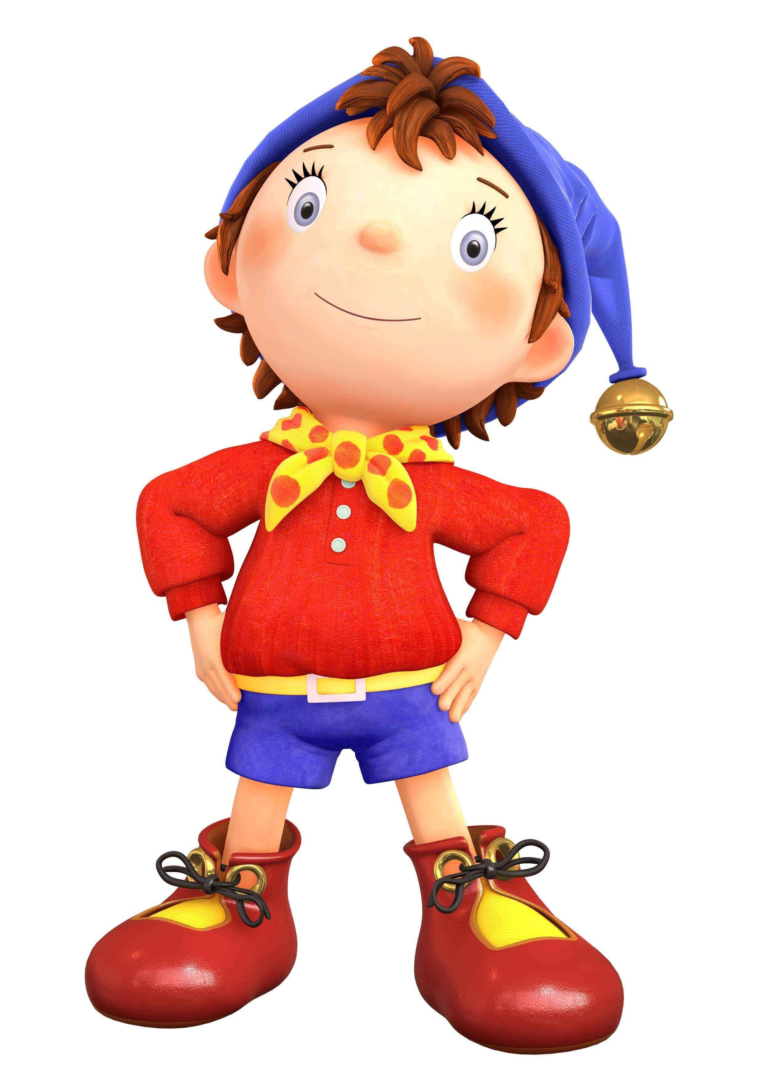 Pbs Kids 桌布 壁紙 — 一個快樂的3D渲染卡通男孩，戴著藍色鐘形帽、紅色襯衫和黃色圓點圍巾，雙手叉腰站立。