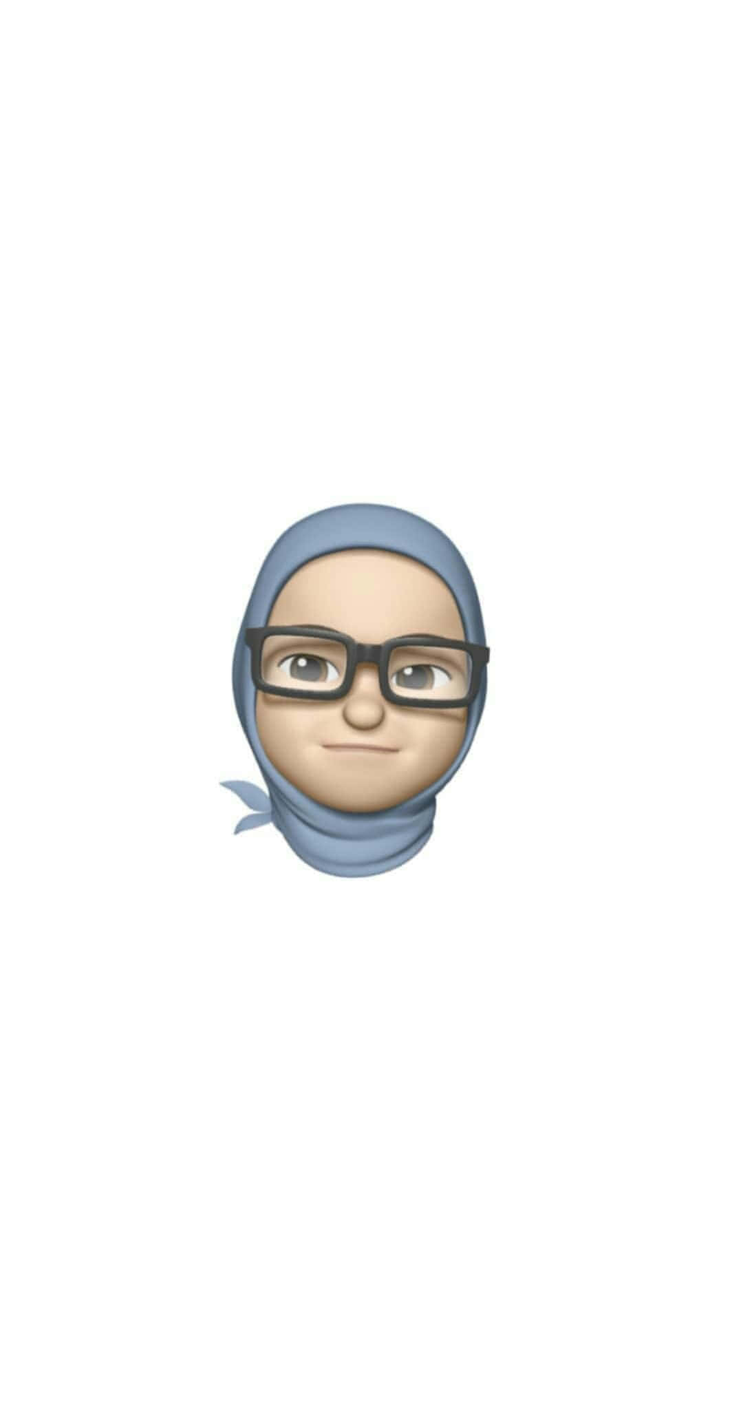 Animojis 桌布 壁紙 — 一個戴著淺藍色頭巾和黑色框眼鏡、表情中性的數碼表情符號。