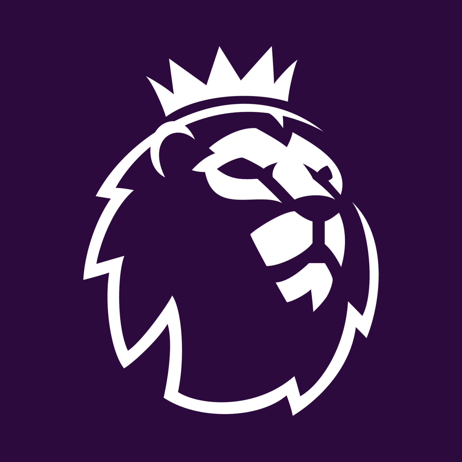 Premier League 桌布 壁紙 — 一個戴著王冠的大膽白色獅子頭在純深紫色背景上脫穎而出。