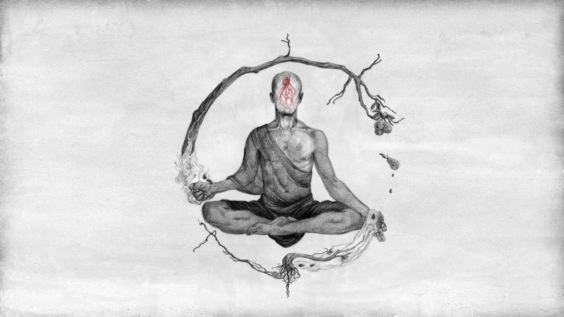 一個打坐姿勢的男人繪畫 壁紙