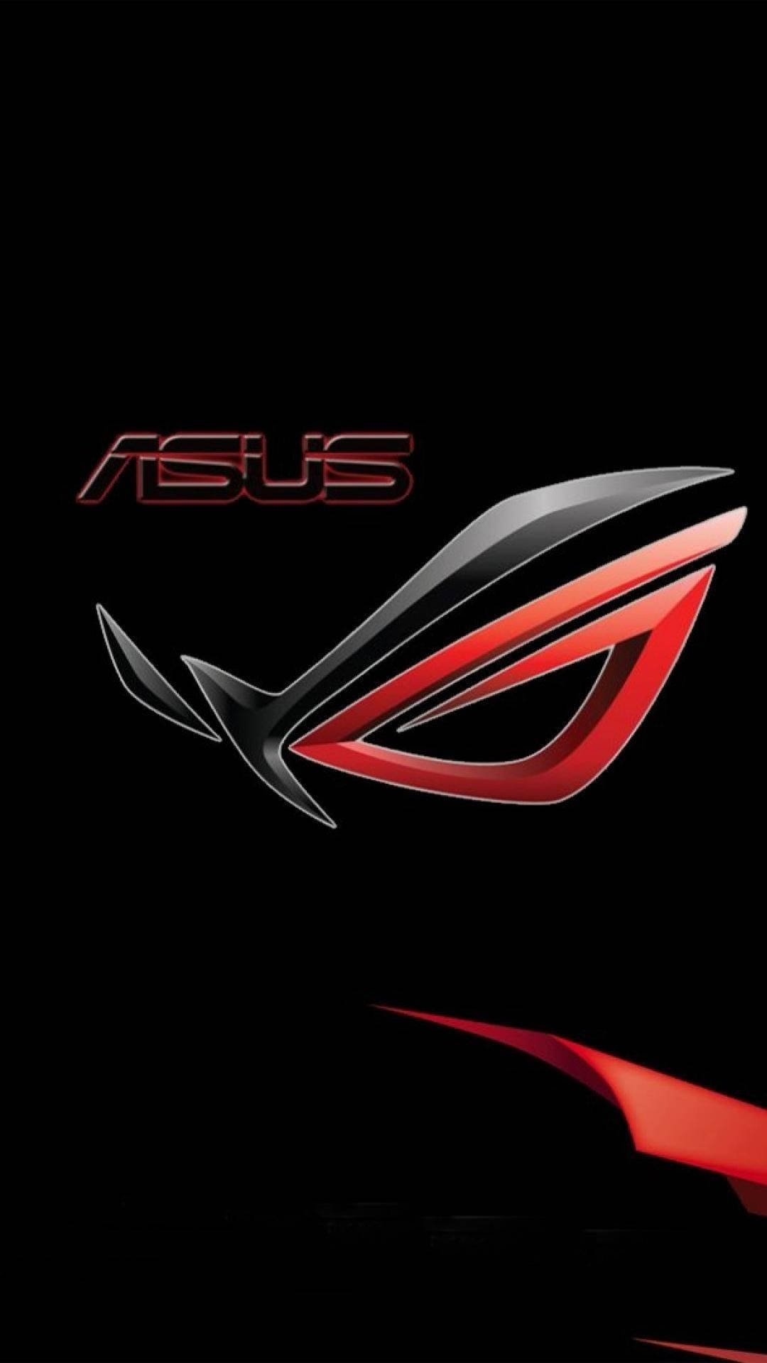 ASUS ROG 桌布 壁紙 — 一個時尚的紅色和銀色ASUS ROG標誌在黑色背景上發光，帶有微妙的紅色點綴。