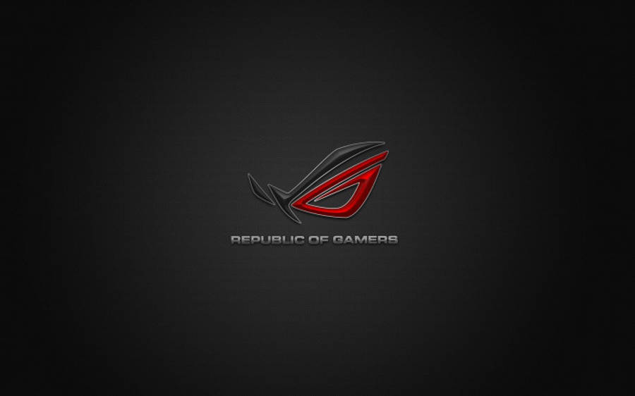 Logo 桌布 壁紙 — 一個時尚的紅黑Republic of Gamers標誌，居中在帶有微妙漸變照明的深色紋理背景上。