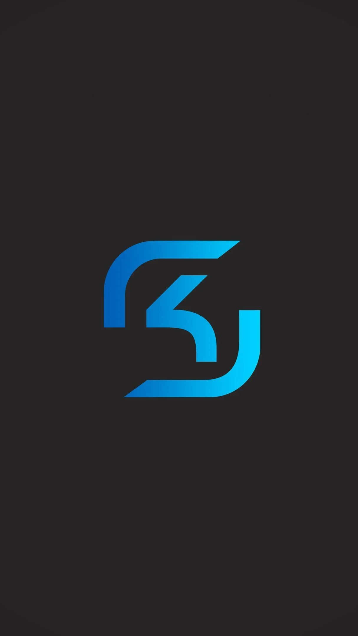Sk Gaming 桌布 壁紙 — 一個時尚的藍色漸變標誌，帶有銳利的幾何曲線，居中在深炭色背景上。