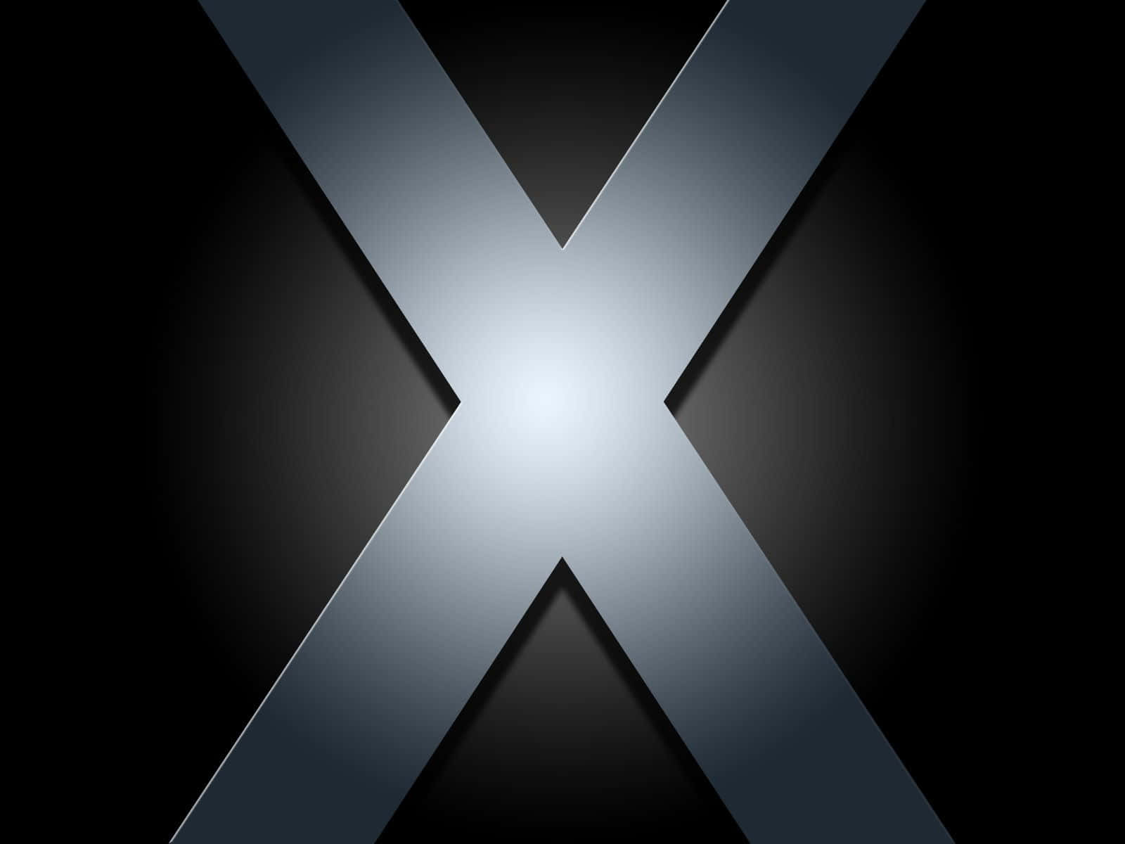 X 桌布 壁紙 — 一個時尚的金屬X在深黑色漸變背景上發出明亮的光芒。