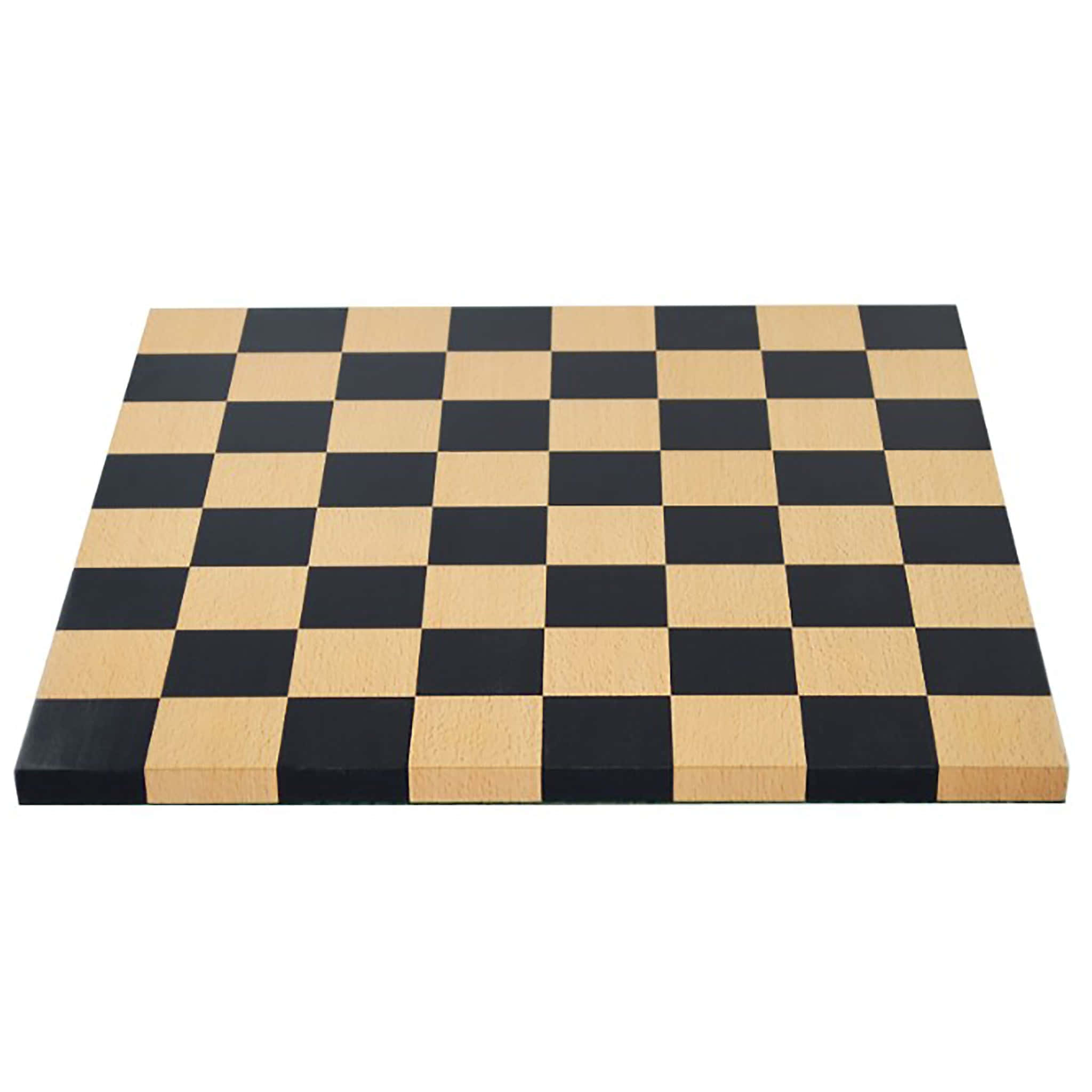 Chessboard 桌布 壁紙 — 一個木製棋盤，黑白相間的方格，從上方俯瞰，背景為白色。