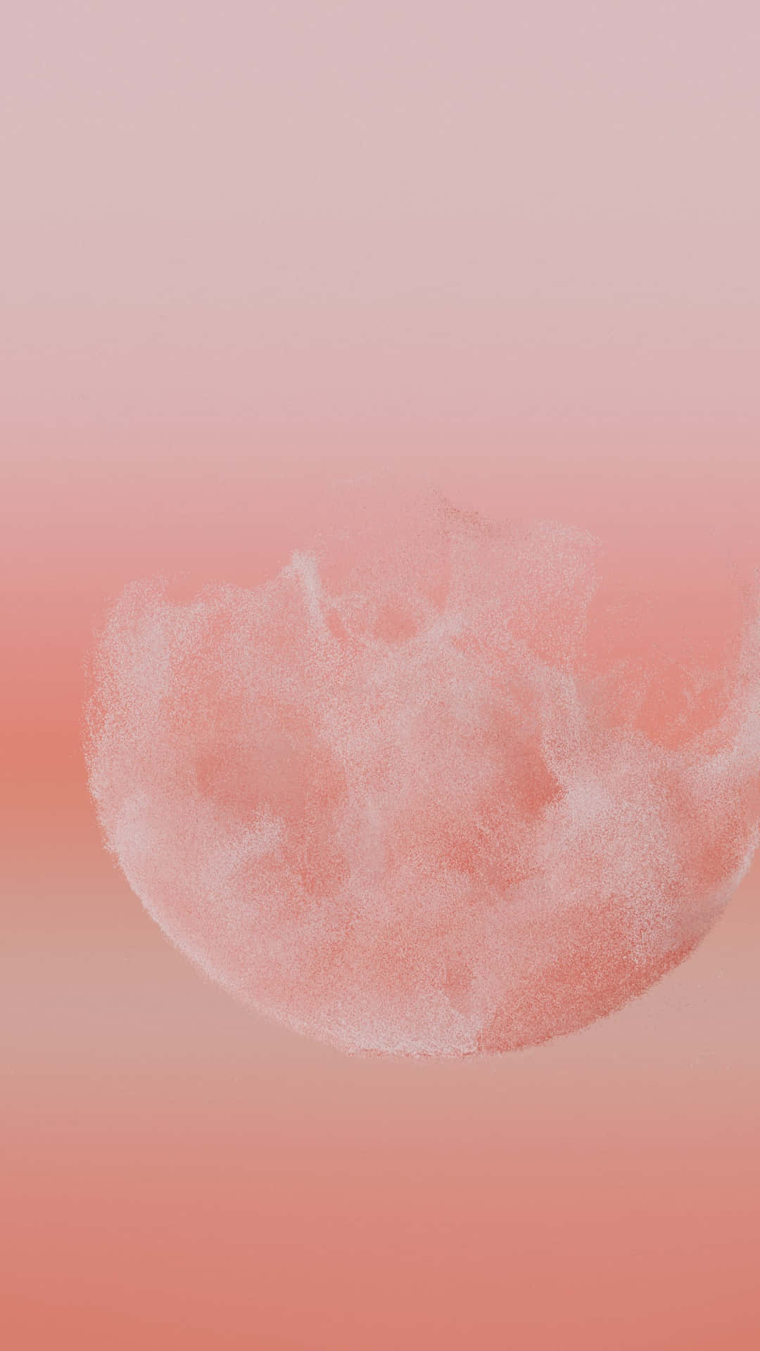 Peach iPhone 桌布 壁紙 — 一個柔軟的粉紅色紋理球體漂浮在漸變蜜桃色背景上，帶有微妙的斑點。