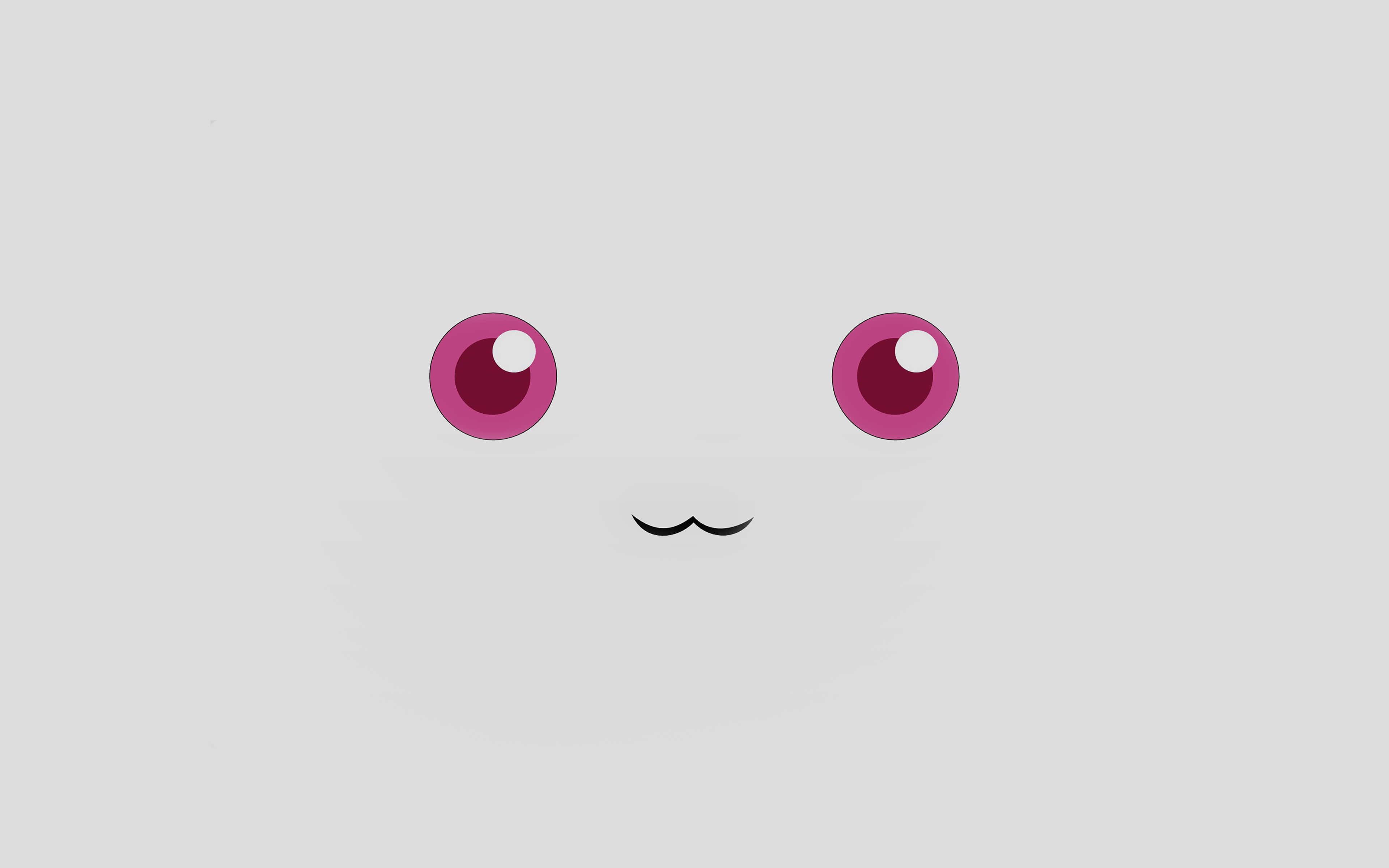 Pokemon Characters 桌布 壁紙 — 一個極簡主義的卡通臉孔，有兩隻粉紅色的眼睛和一個小微笑，背景是純灰色。