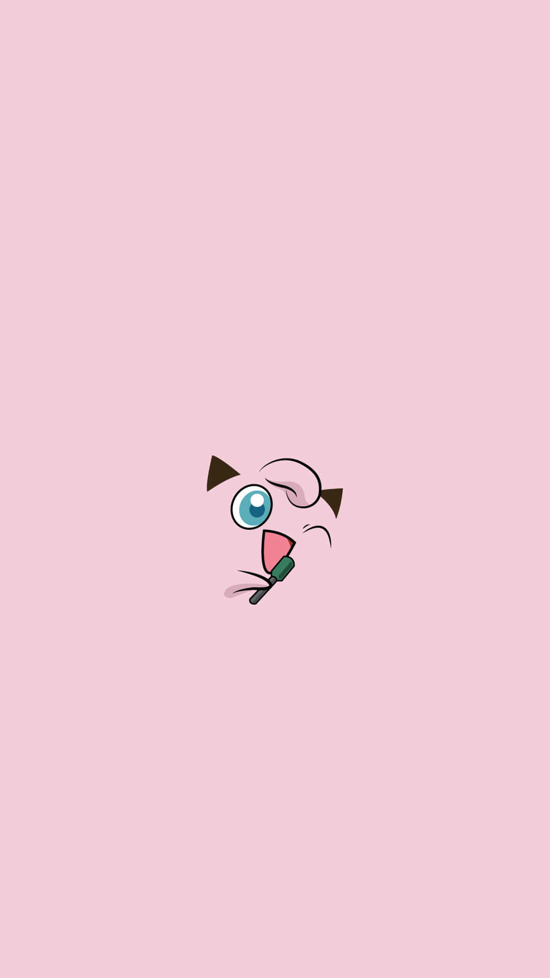 Pokemon Characters 桌布 壁紙 — 一個極簡卡通貓臉，有一隻大藍眼睛和粉紅色舌頭，從純粉紅色背景中探出。