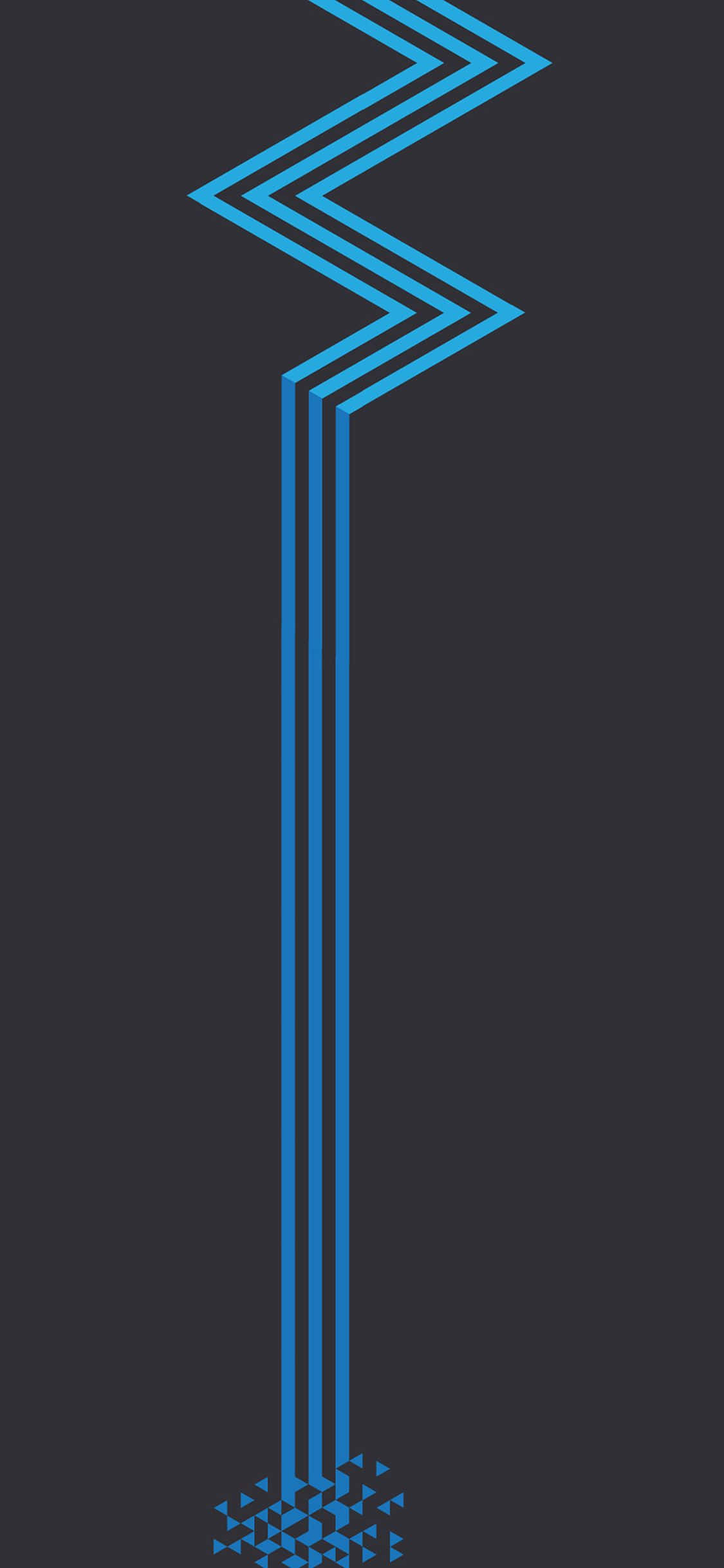Minimalist Pattern 桌布 壁紙 — 一個極簡抽象設計，以深灰色背景上從三角形簇中升起的醒目藍色鋸齒線為特色。