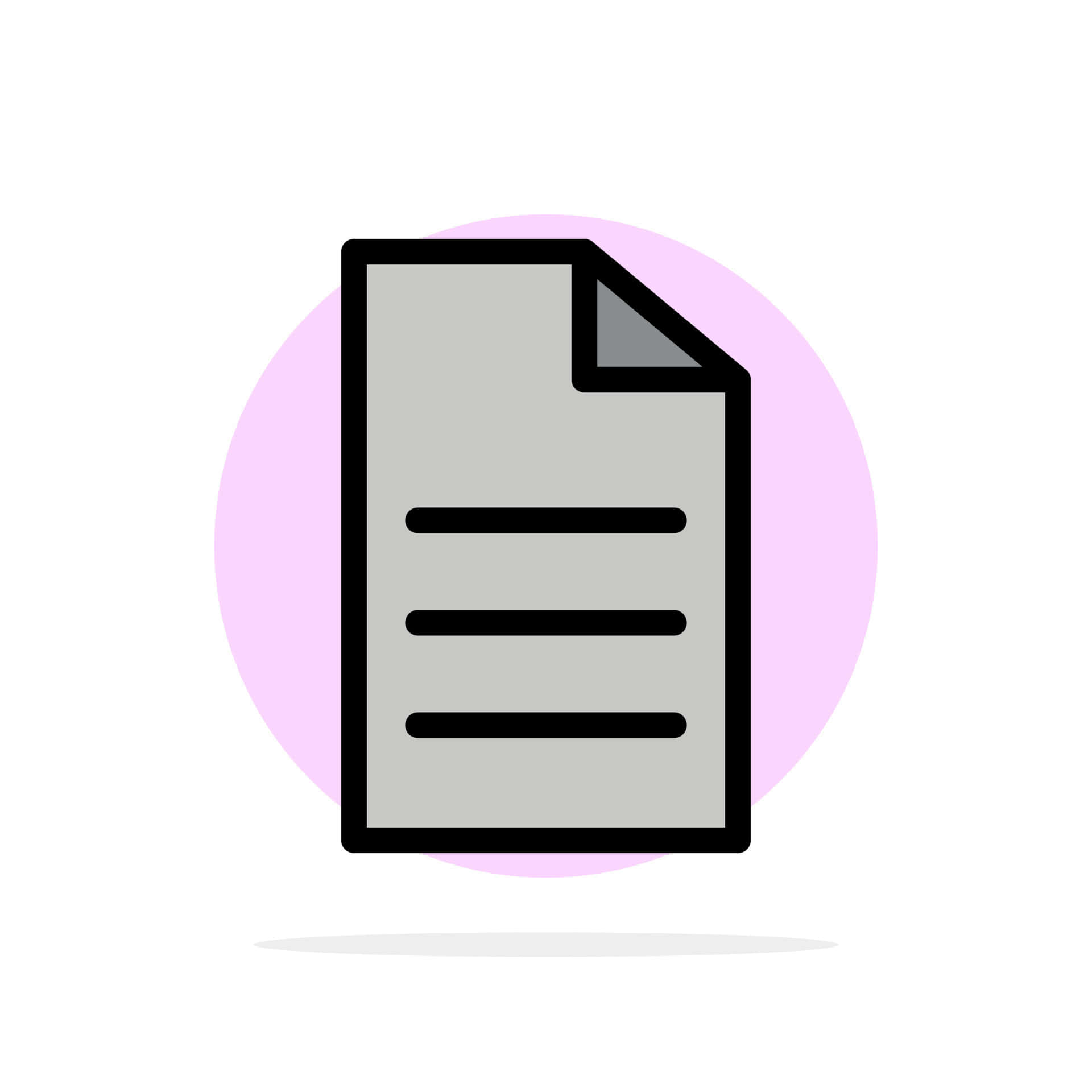 Google Docs 桌布 壁紙 — 一個極簡文件圖標，帶有黑色線條和折角，置於柔和的粉紅色圓形背景上。