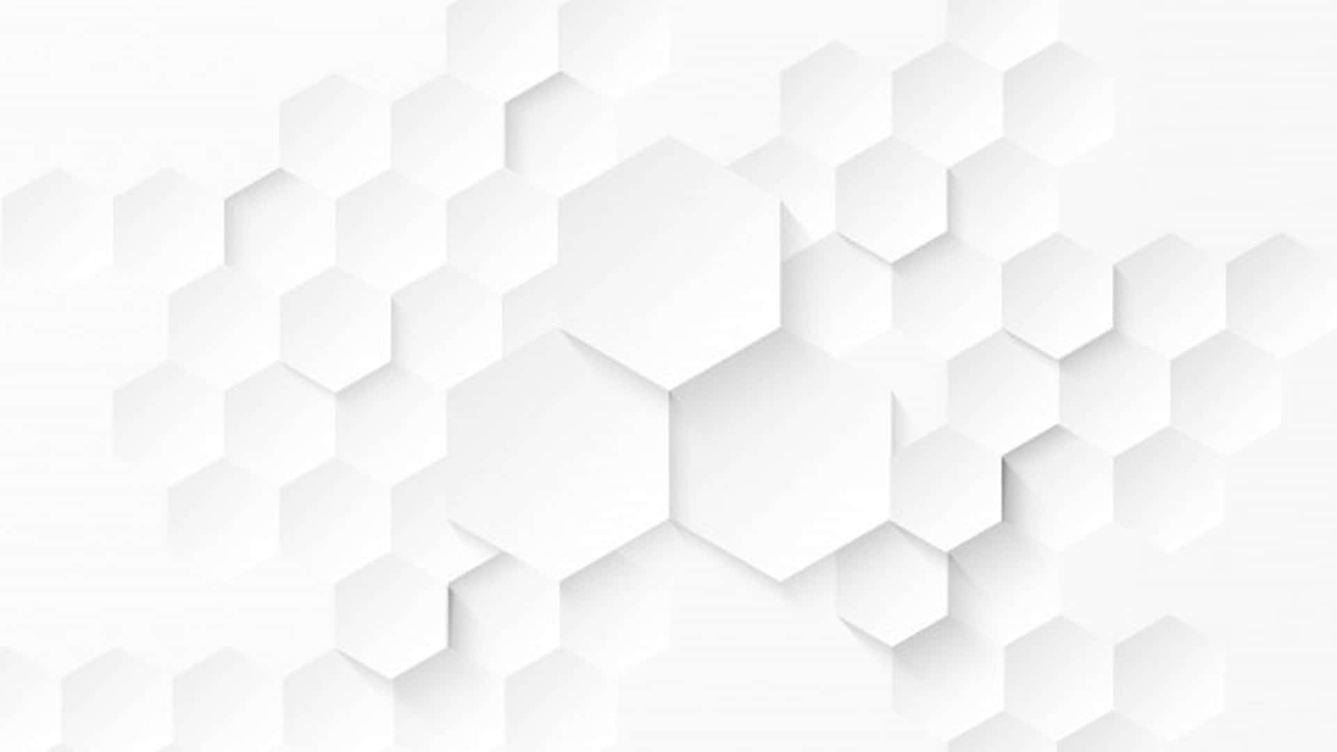 White HD 桌布 壁紙 — 一個極簡的白色六角形圖案，帶有柔和陰影，營造出乾淨的幾何紋理。