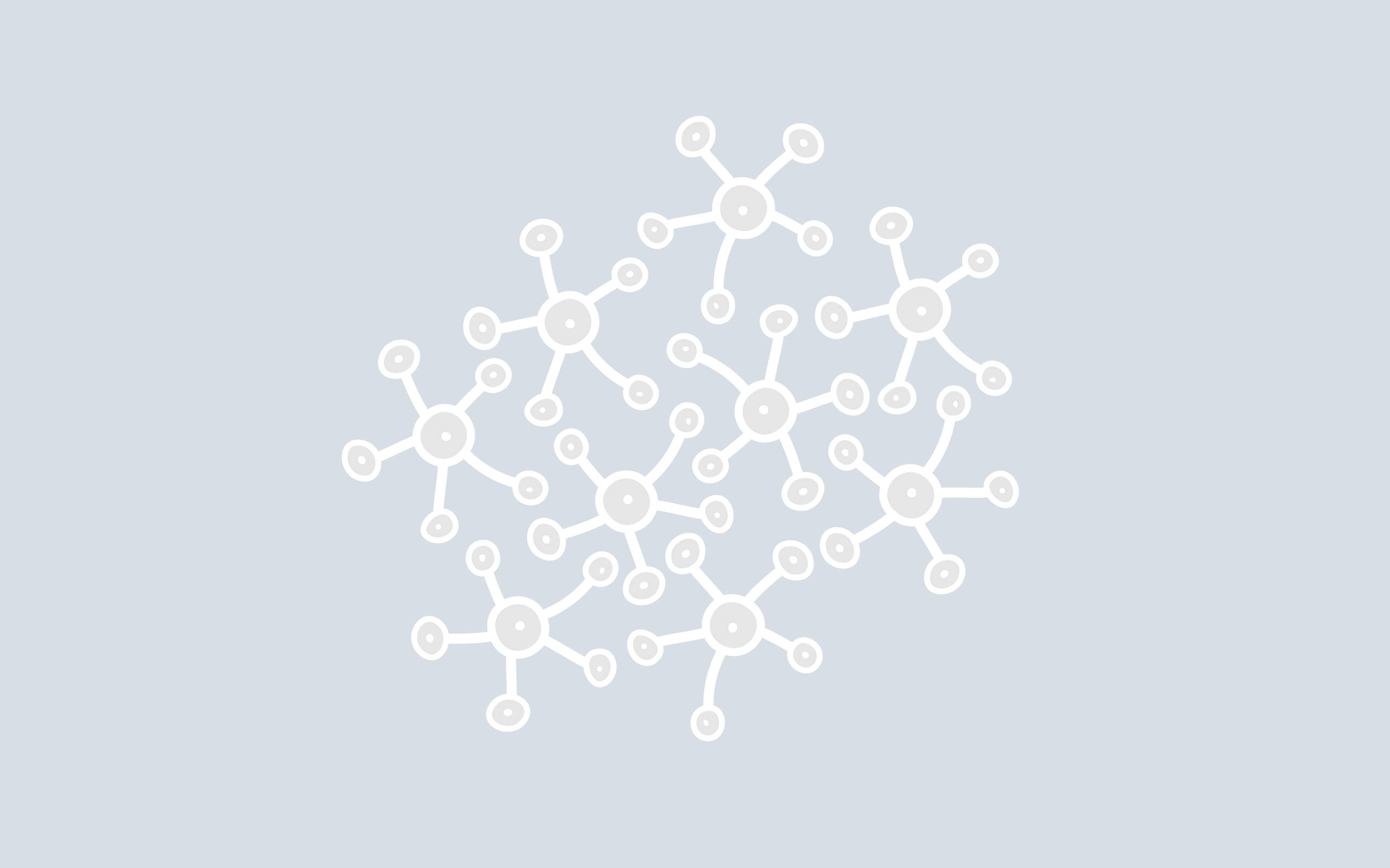 Minimalist iPad 桌布 壁紙 — 一個極簡的白色分子結構插圖漂浮在柔和的灰色背景上。