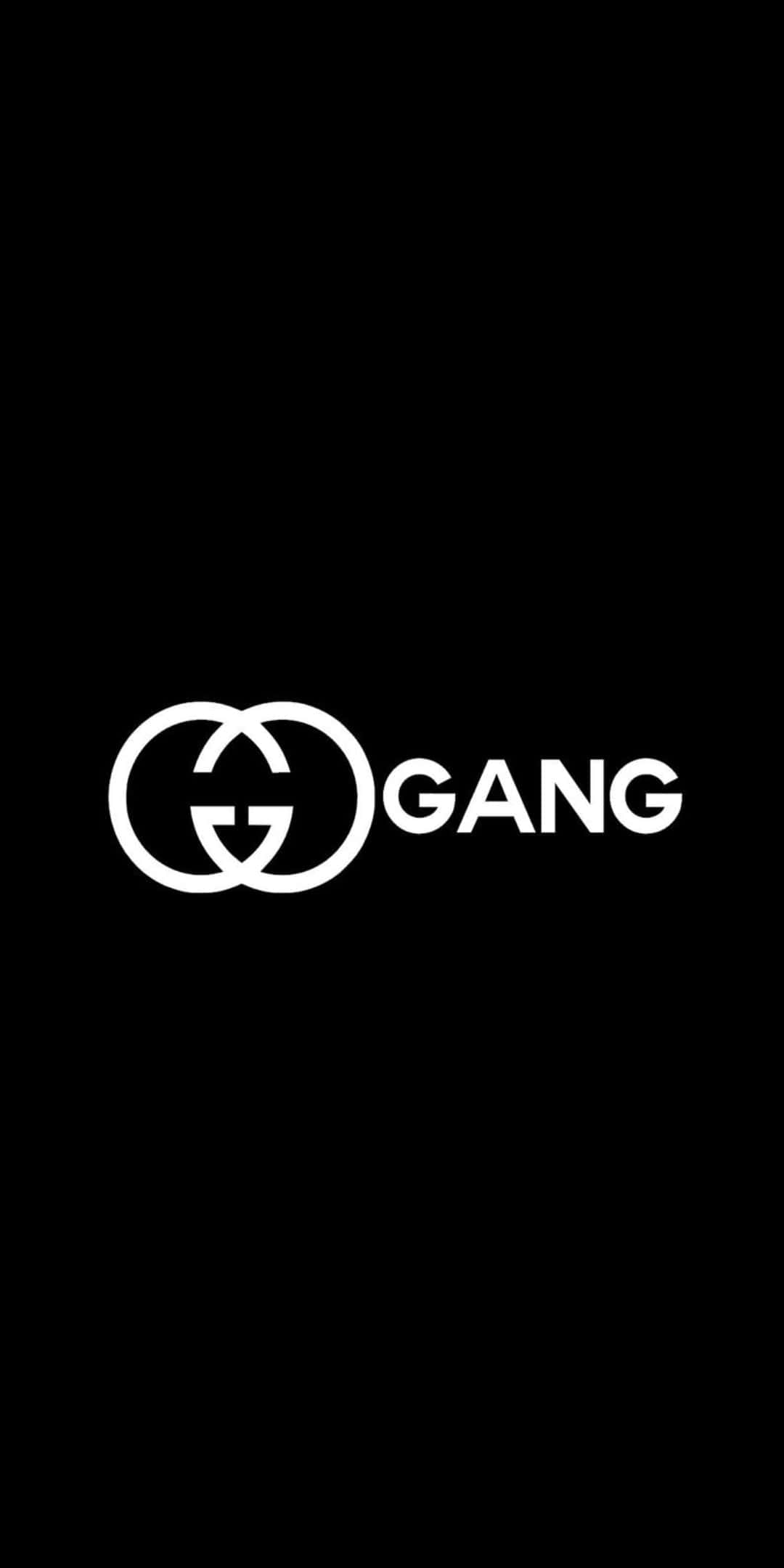 Gang 桌布 壁紙 — 一個極簡的白色標誌，帶有交織的G和置中的GANG字樣，位於純黑色背景上。