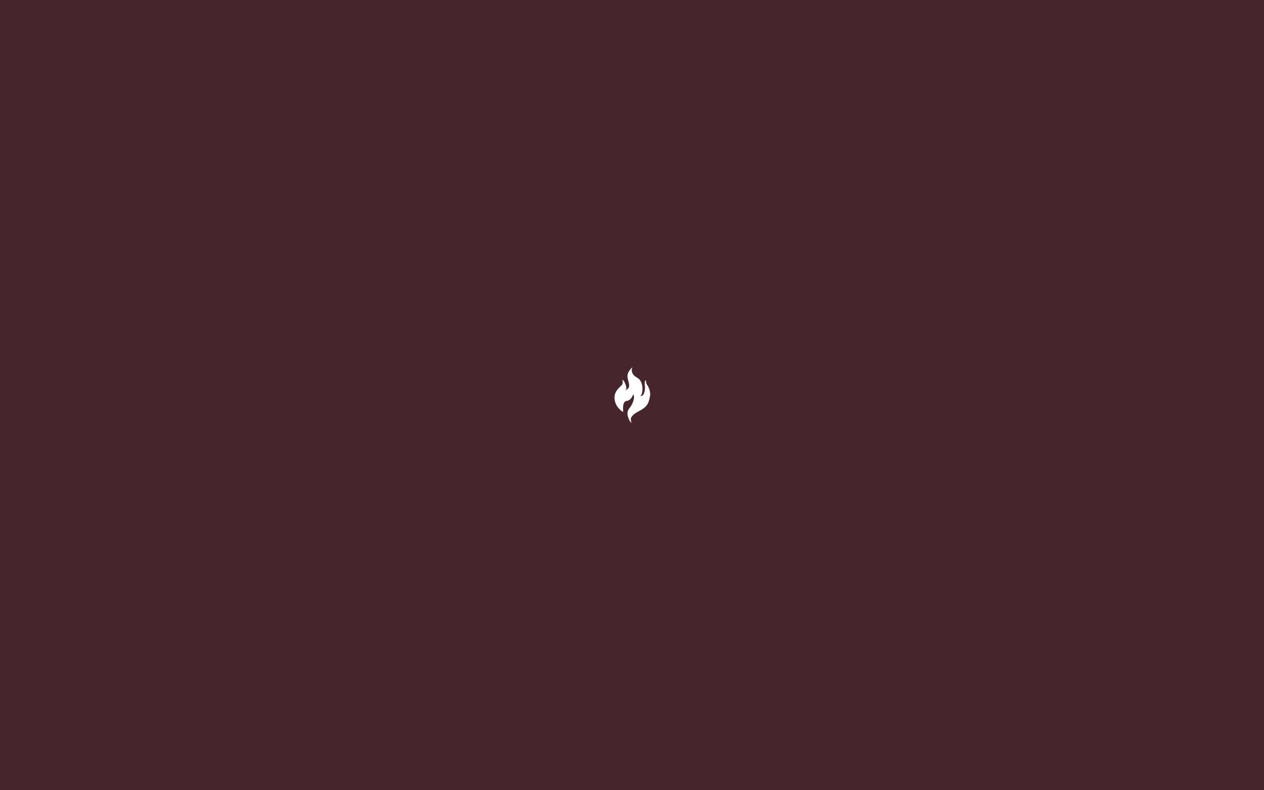 Minimalist iPad 桌布 壁紙 — 一個極簡的白色火焰圖標，居中在純深酒紅色背景上。