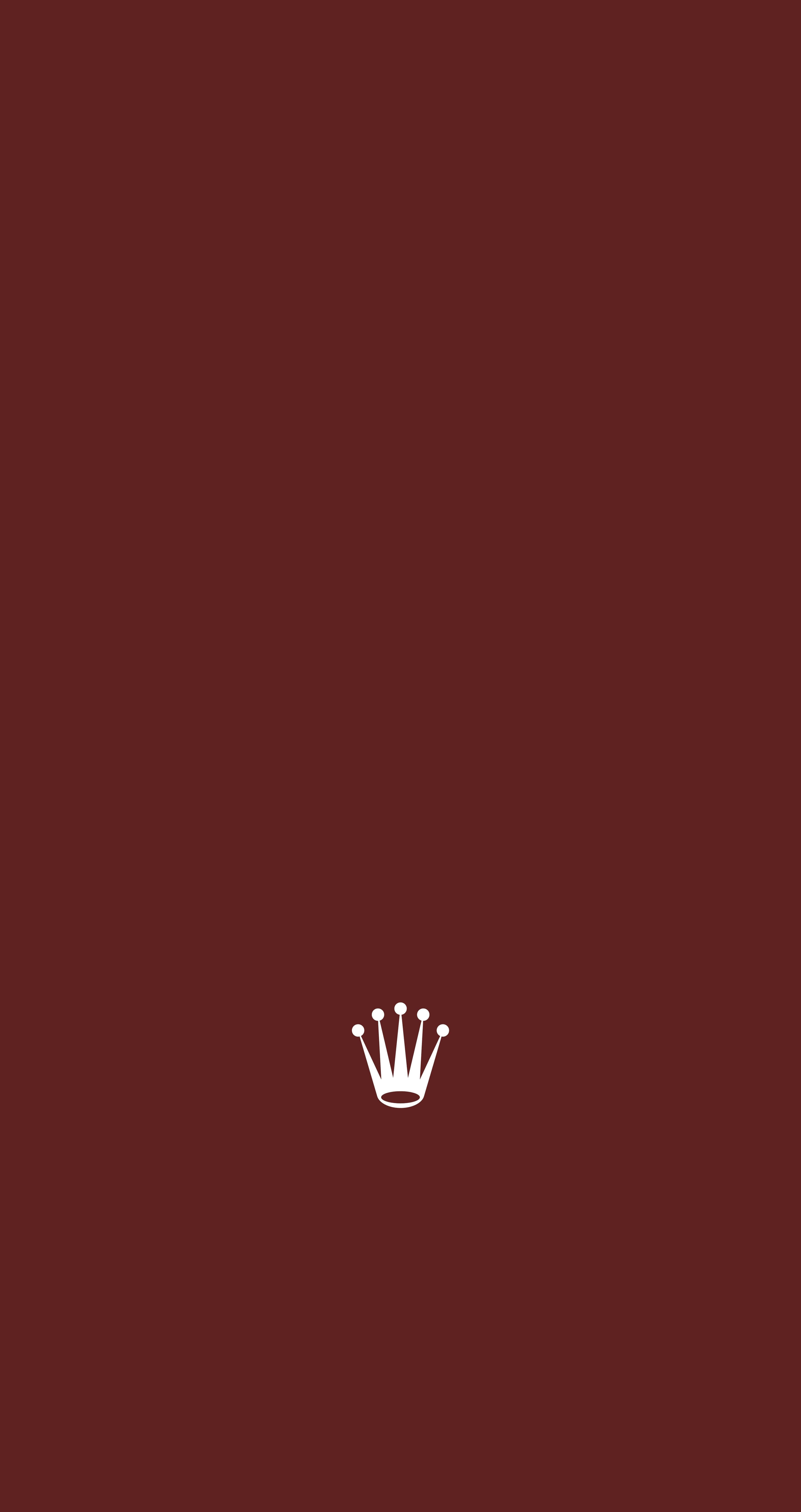 Rolex 桌布 壁紙 — 一個極簡的白色皇冠標誌，居中放置在純勃艮第色背景上。