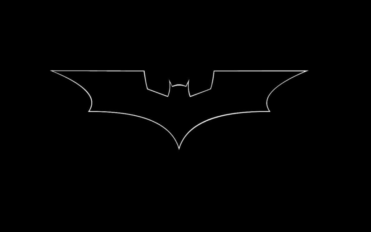 bat 桌布 壁紙 — 一個極簡的白色蝙蝠俠標誌輪廓，居中放置在純黑色背景上。
