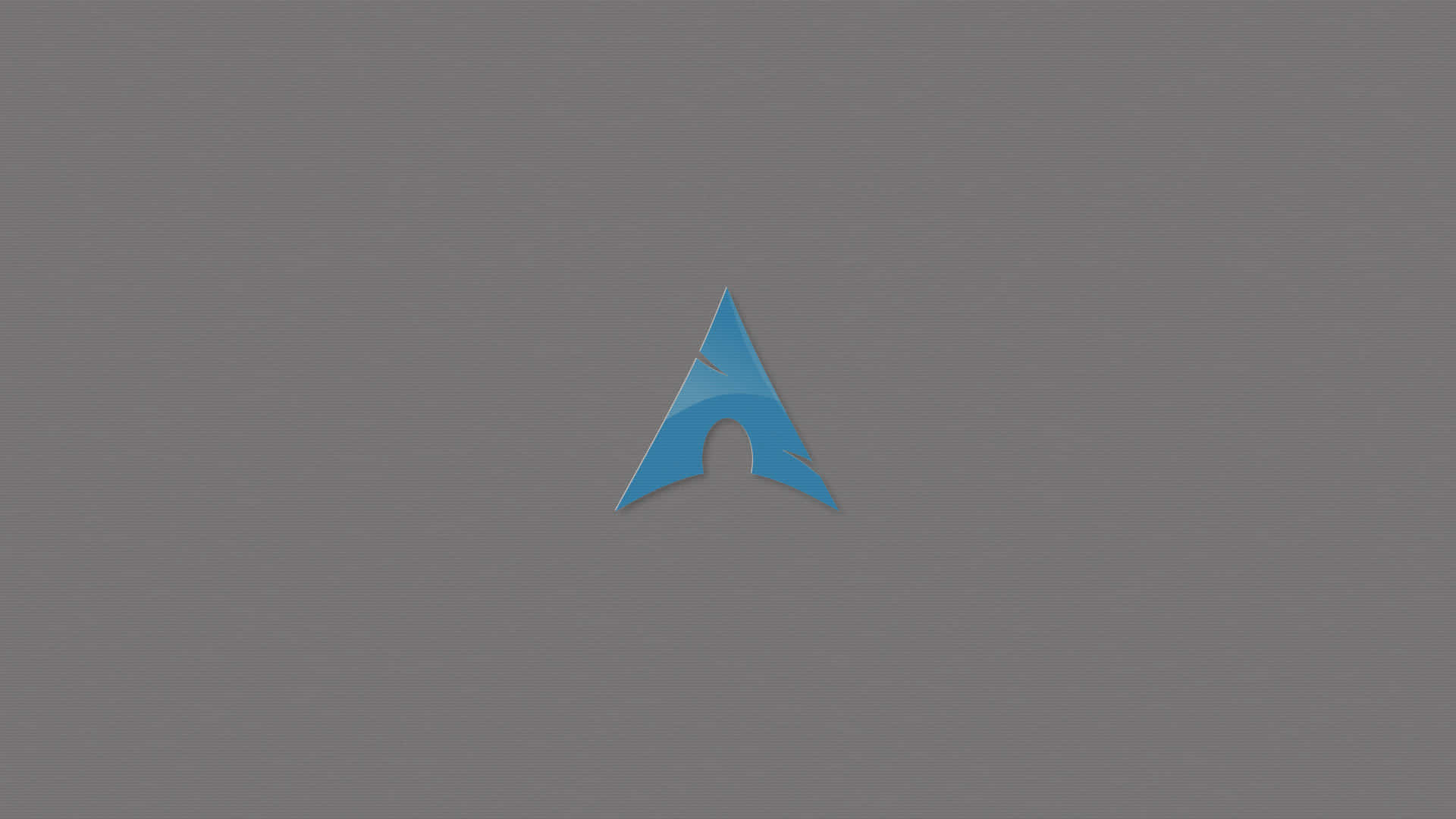 Arch Linux 桌布 壁紙 — 一個極簡的藍色三角形標誌，帶有彎曲的凹口，居中放置在帶有紋理的灰色背景上。