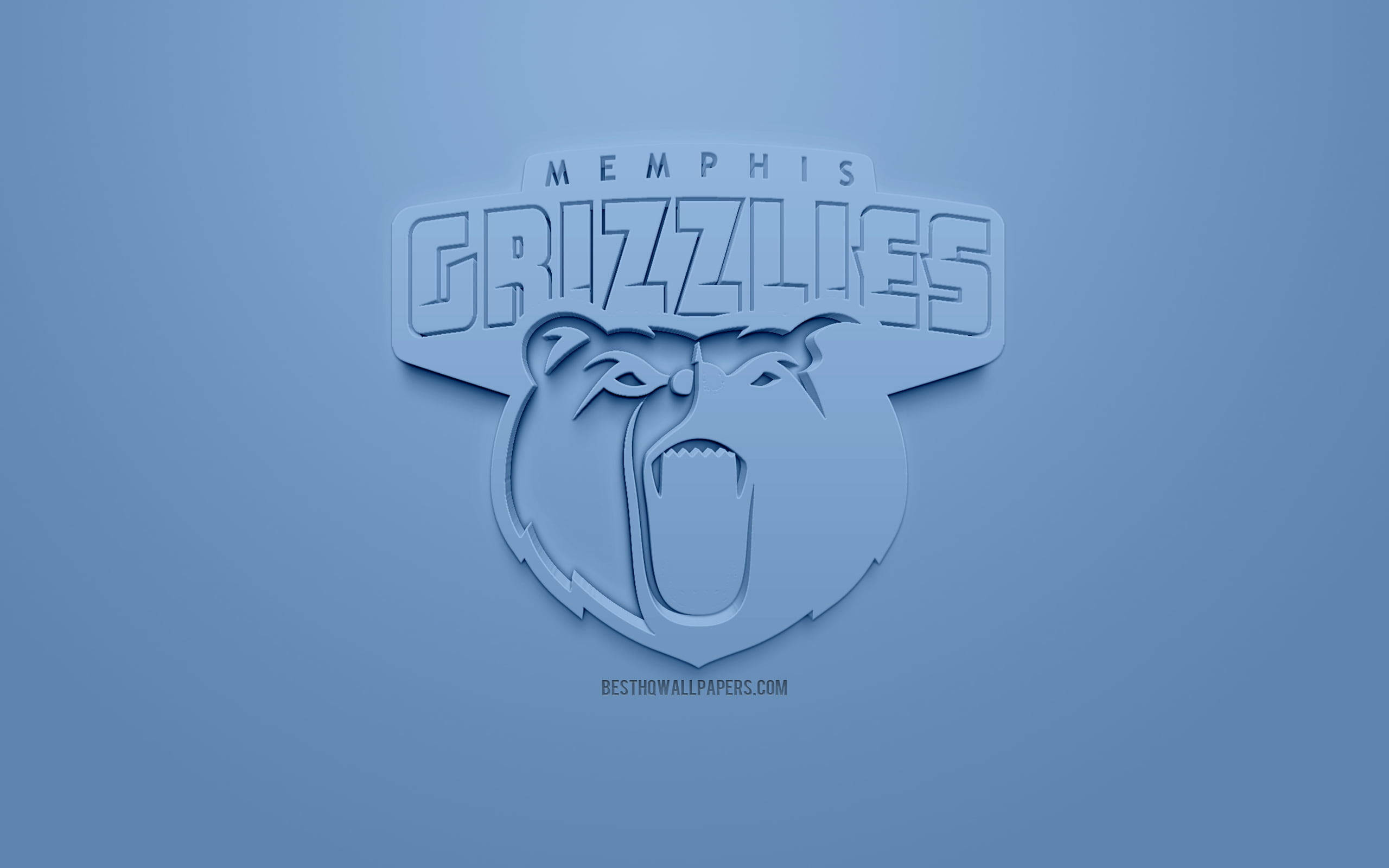 NBA 桌布 壁紙 — 一個極簡的藍色孟菲斯灰熊隊標誌，咆哮的熊頭居中在漸變藍色背景上。