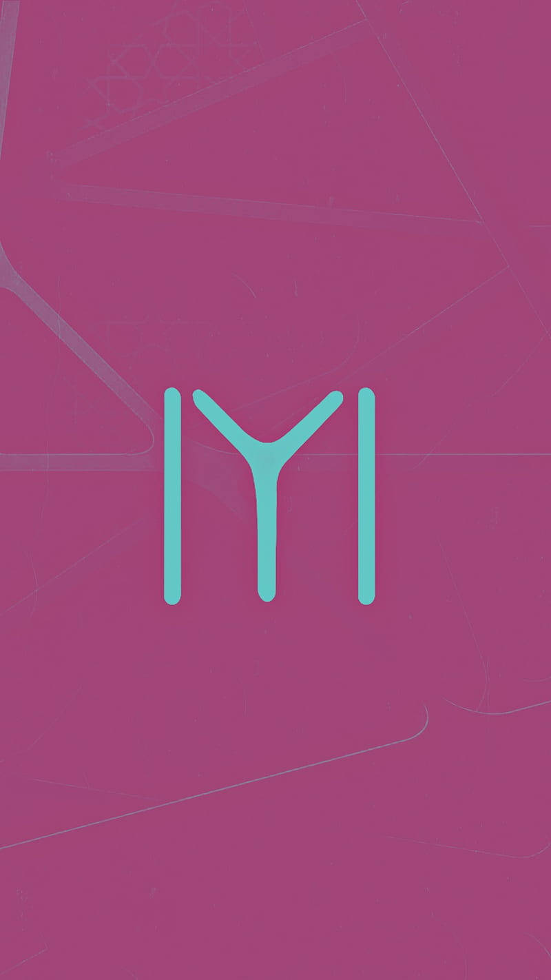Minimalist Phone 桌布 壁紙 — 一個極簡的青色 'IYI' 標誌，居中於帶有紋理的洋紅色背景上，並有微弱的幾何線條。