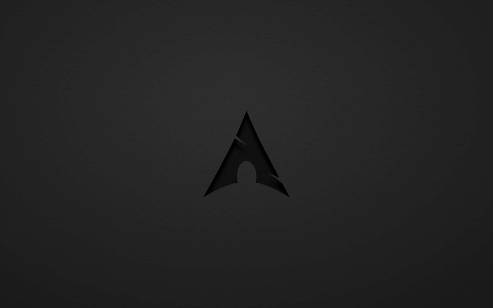 Arch Linux 桌布 壁紙 — 一個極簡的黑色三角形標誌，中央帶有彎曲凹口，置於深色漸變背景上。