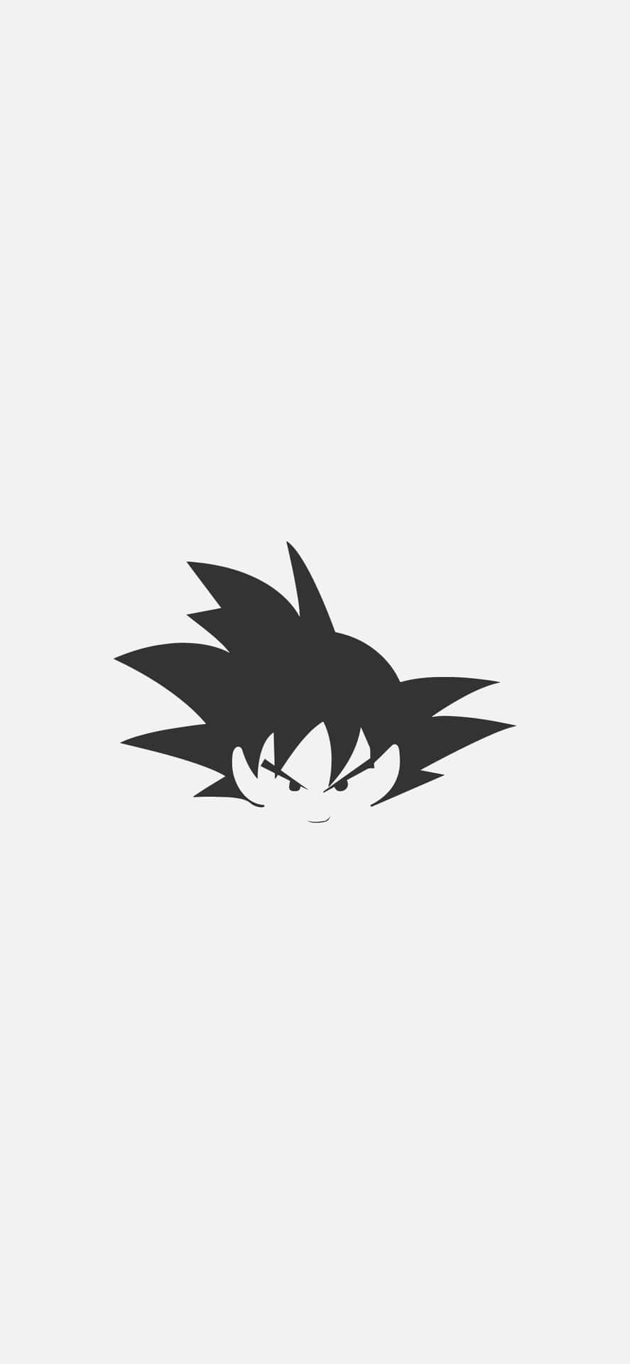 Minimalist Black And White 桌布 壁紙 — 一個極簡的黑色剪影，展現悟空標誌性的尖刺頭髮和兇猛表情，背景為純淺灰色。