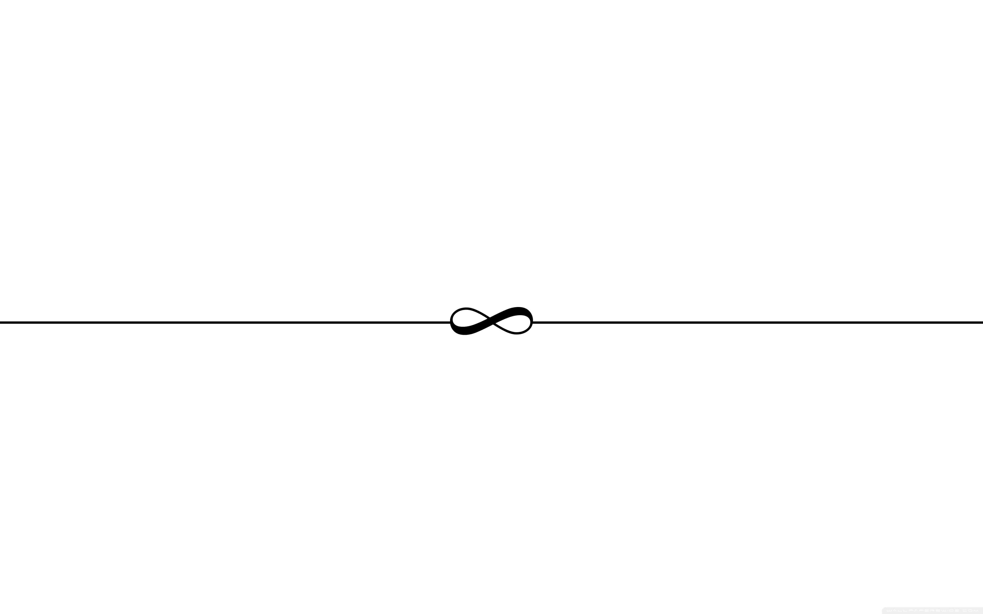 infinity 桌布 壁紙 — 一個極簡的黑色無限符號，居中於白色背景上，並帶有一條水平線。