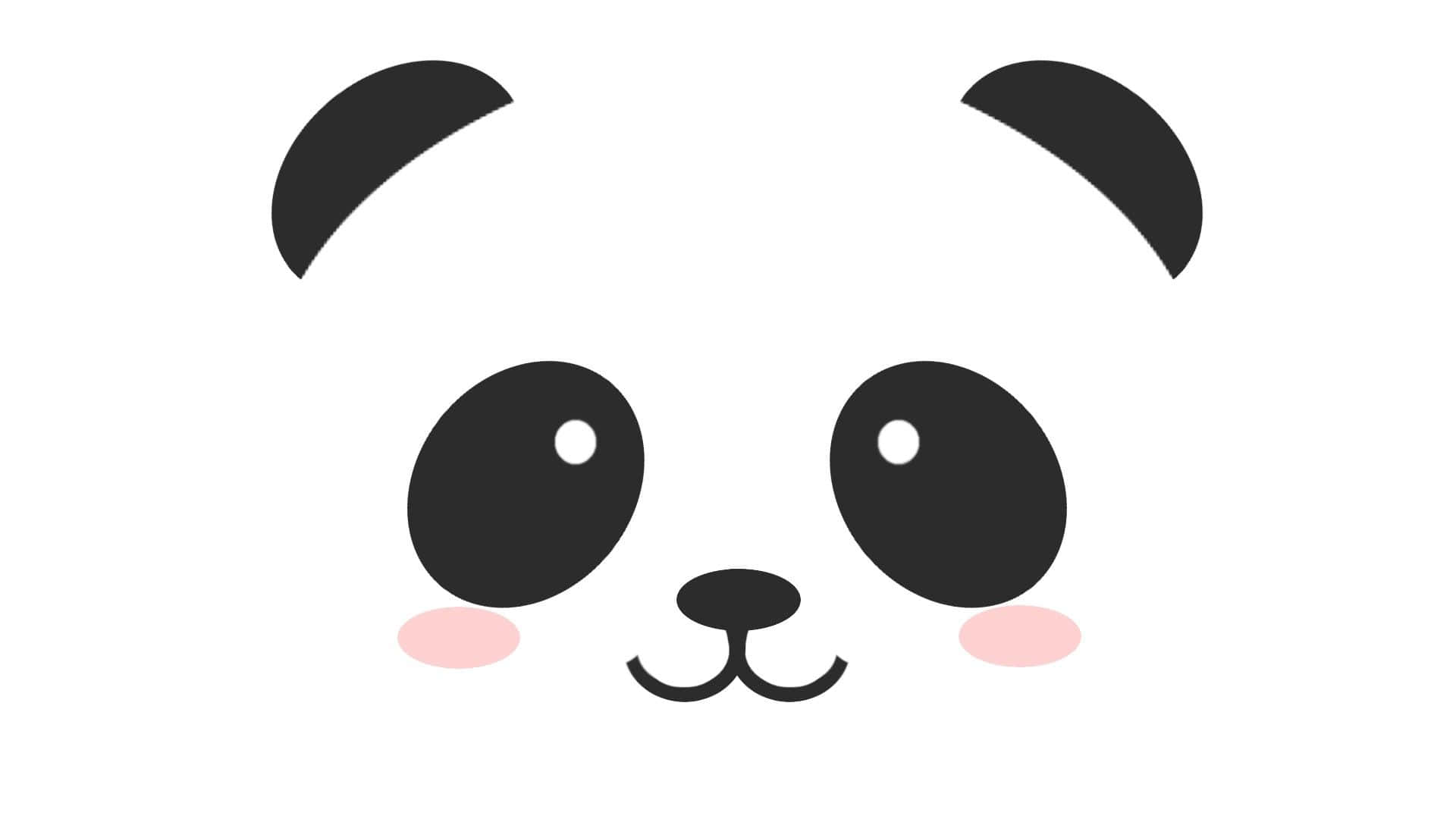 Cute White 桌布 壁紙 — 一個極簡風格的卡通熊貓臉，有大黑眼睛、粉紅臉頰和簡單特徵，背景為白色。