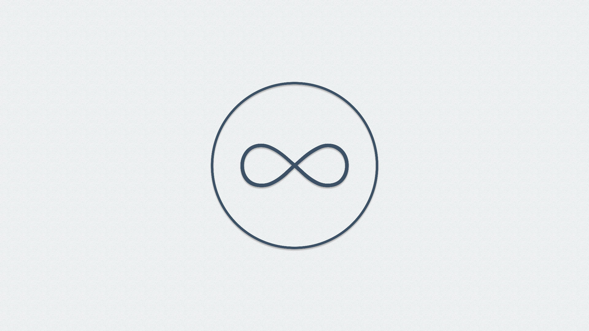 Infinity Symbol 桌布 壁紙 — 一個極簡風格的深藍色無限符號，居中放置在一個圓圈內，背景為淺灰色紋理。