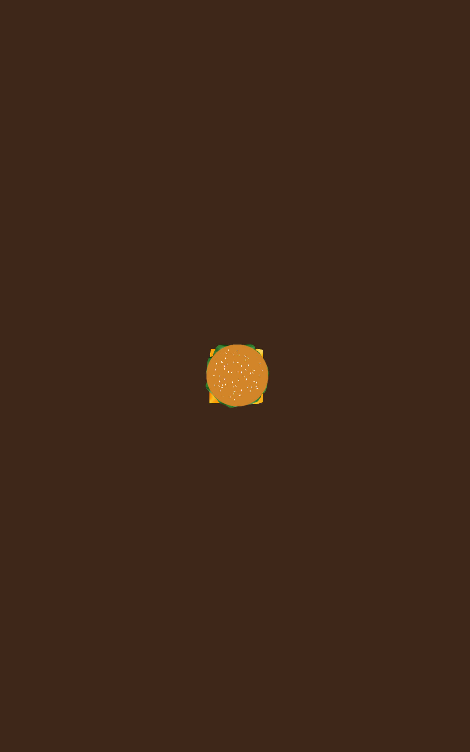 Minimalist iPad 桌布 壁紙 — 一個極簡風格的漢堡圖示，居中放置在純深棕色背景上。