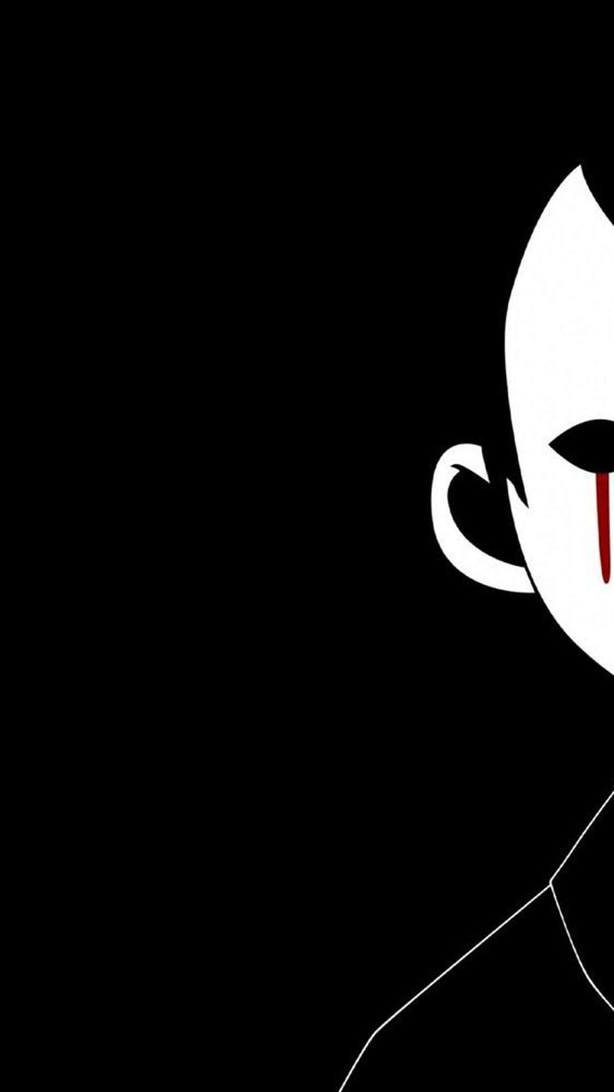 Dark Emo 桌布 壁紙 — 一個極簡風格的白色人臉，帶有一滴紅色眼淚，背景為純黑色。
