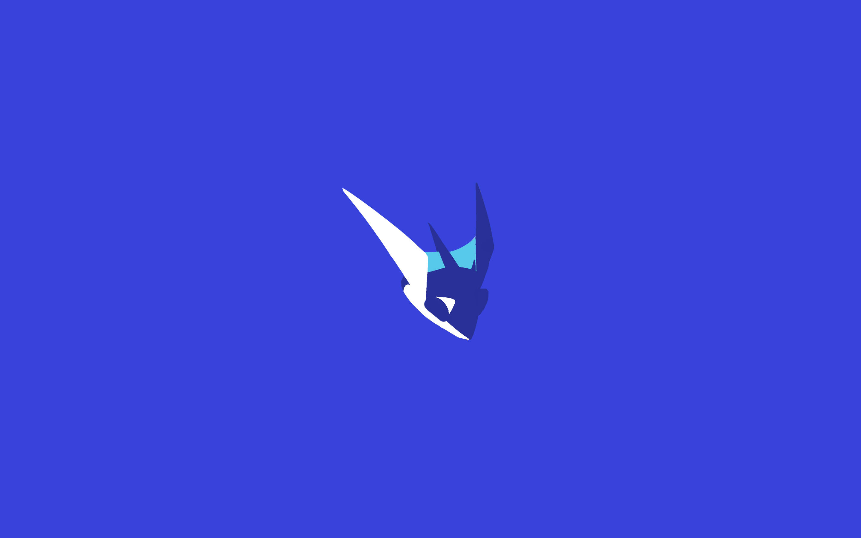 Go Team Greninja 壁紙 — 一個極簡風格的白色和藍色鳥類剪影，背景為純皇家藍色。