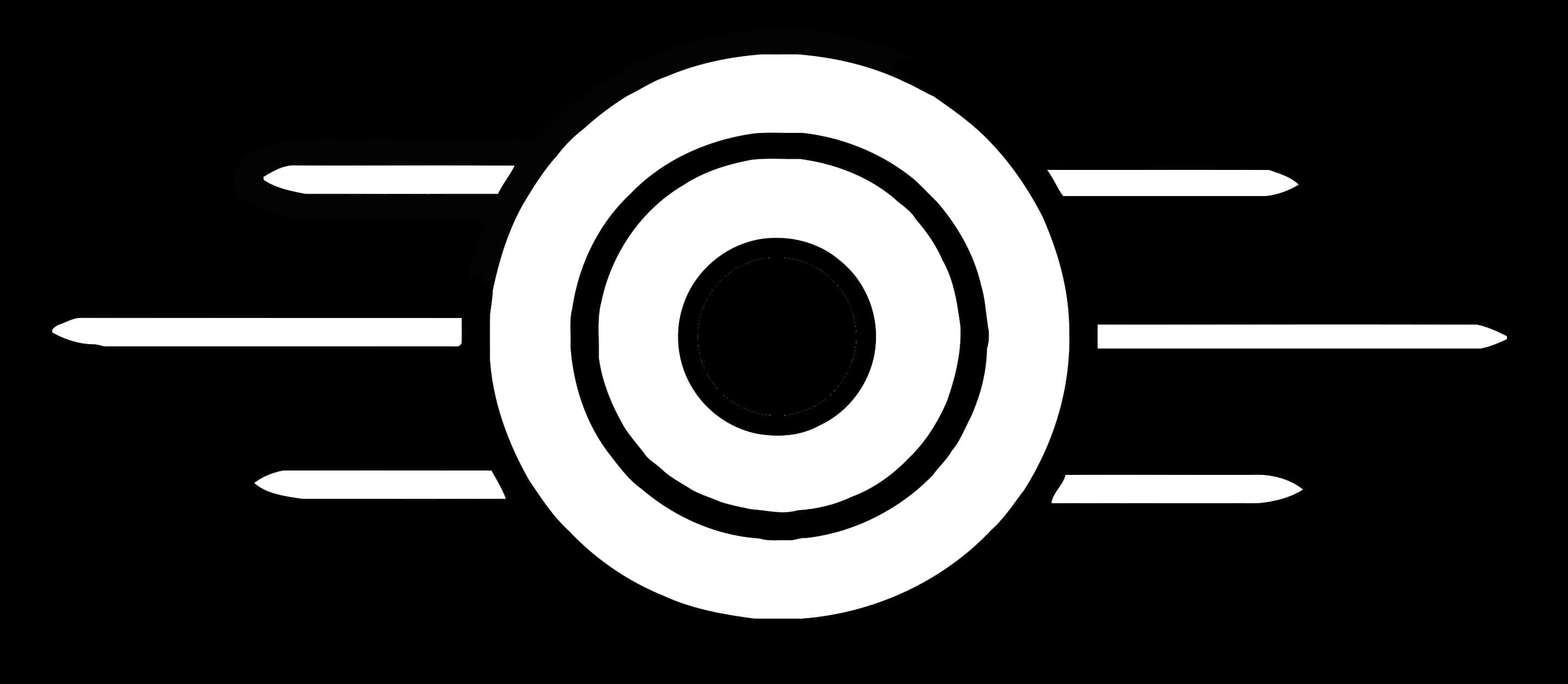 Vault-tec 桌布 壁紙 — 一個極簡風格的白色靶心符號，帶有同心圓和四條水平橫條，置於黑色背景上。