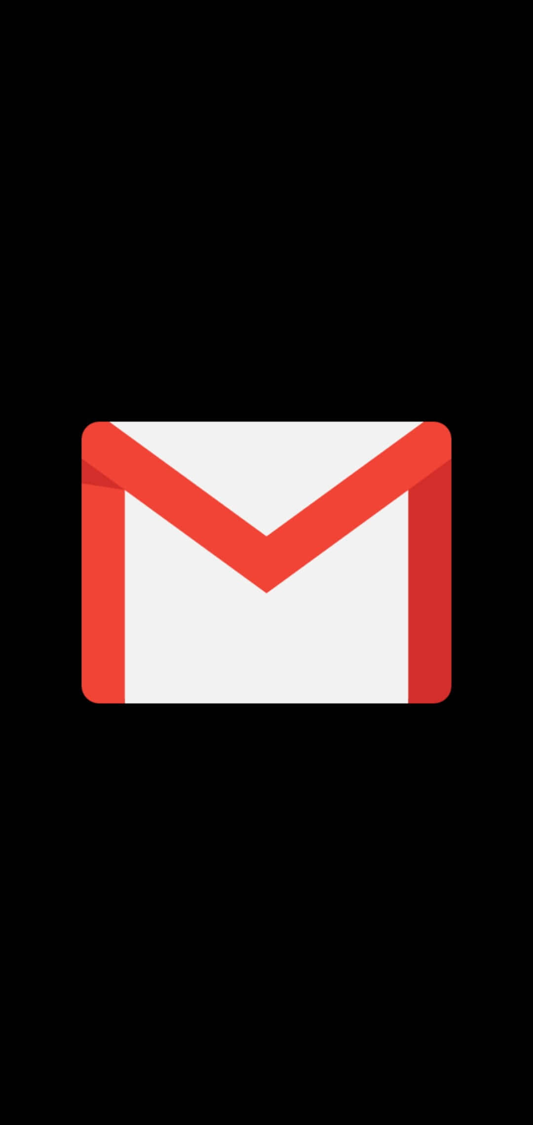Gmail 桌布 壁紙 — 一個極簡風格的紅白色Gmail標誌，居中放在純黑色背景上。