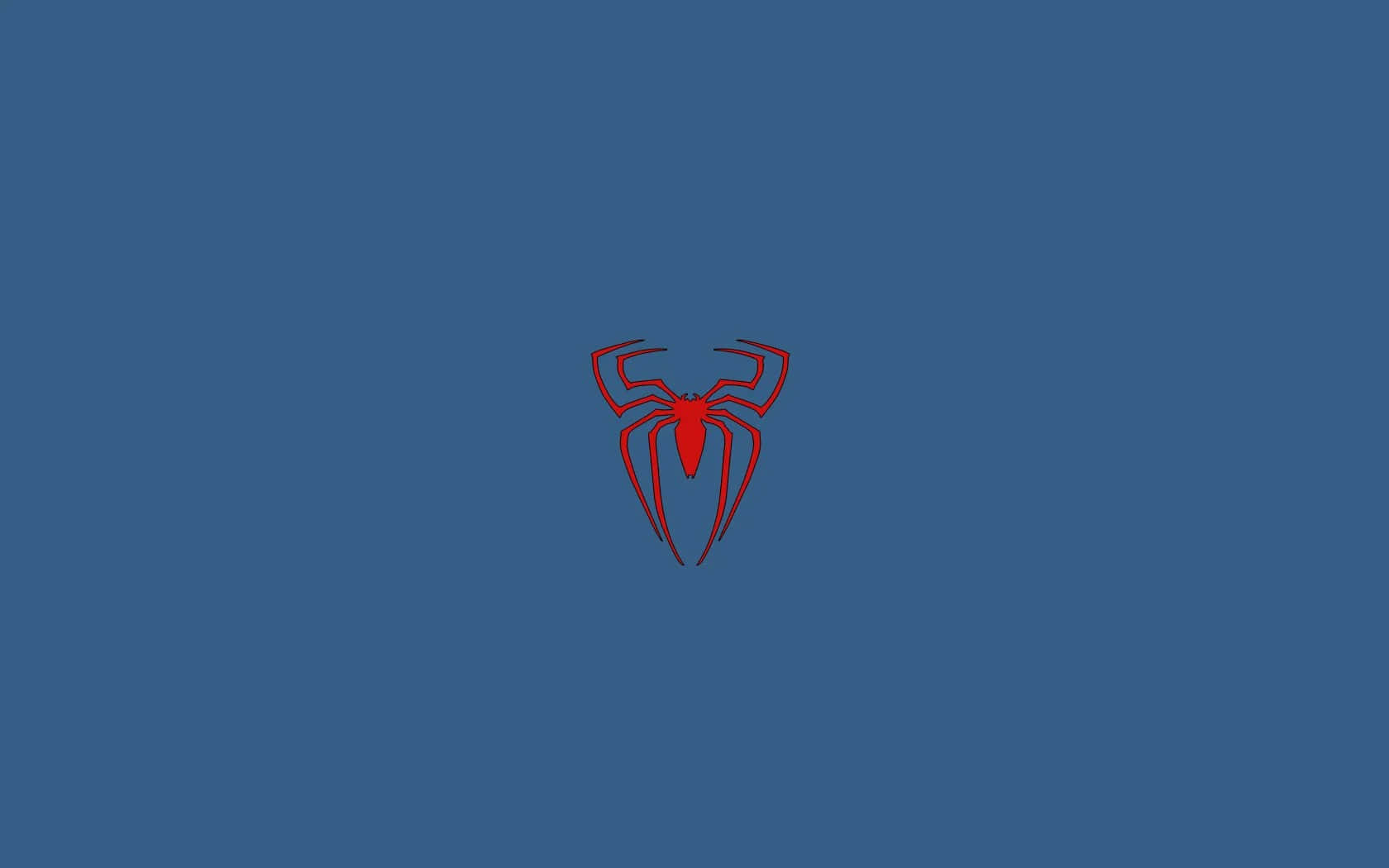 Spider-man Blue 桌布 壁紙 — 一個極簡風格的紅色蜘蛛標誌，居中放置在純藍色背景上。