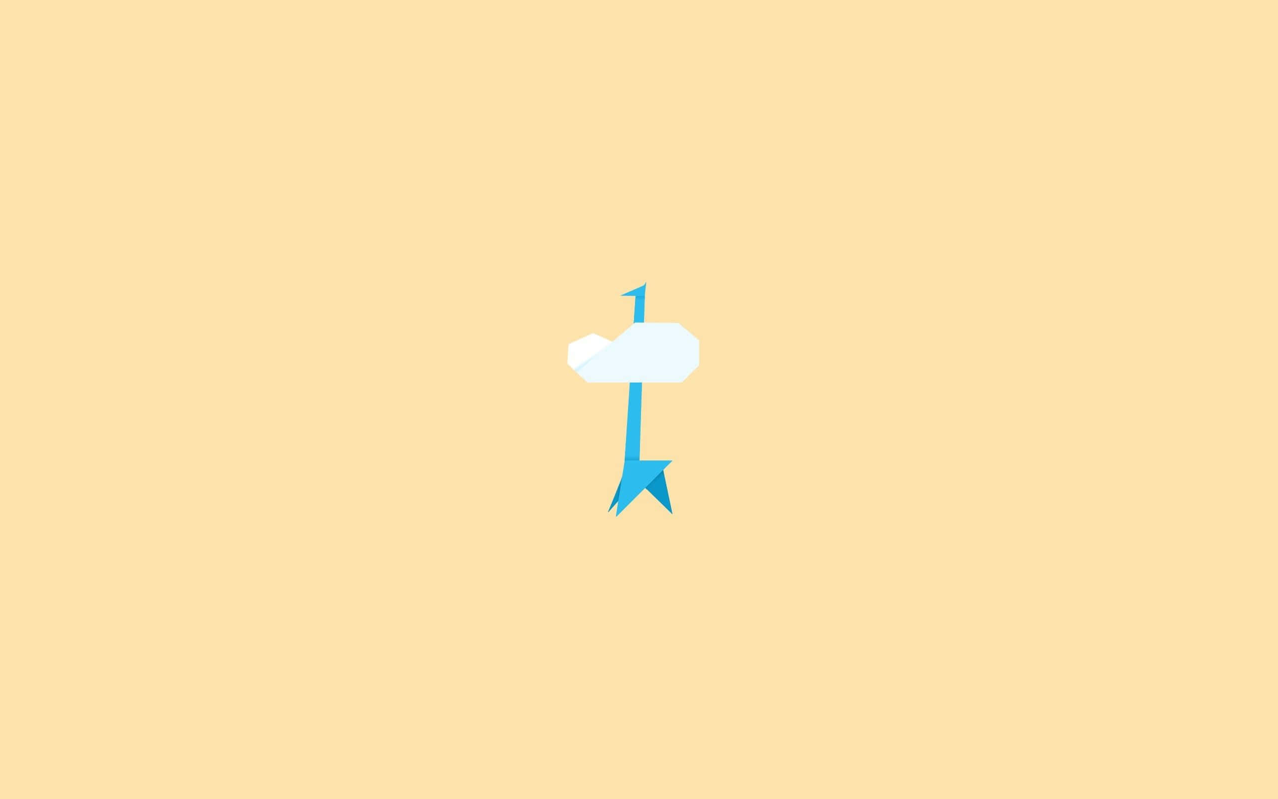 Pastel Minimalist 桌布 壁紙 — 一個極簡風格的藍色箭頭，箭頭頭部呈雲朵形狀，頂部有數字一，居中放置在純淺黃色背景上。