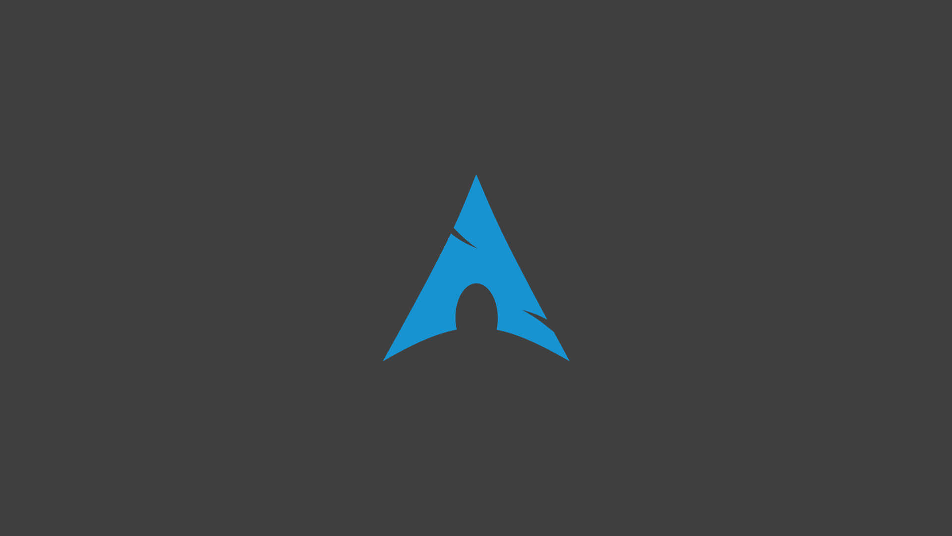 Arch Linux 桌布 壁紙 — 一個極簡風格的藍色箭頭標誌，居中放置於深灰色背景上，線條銳利而乾淨。
