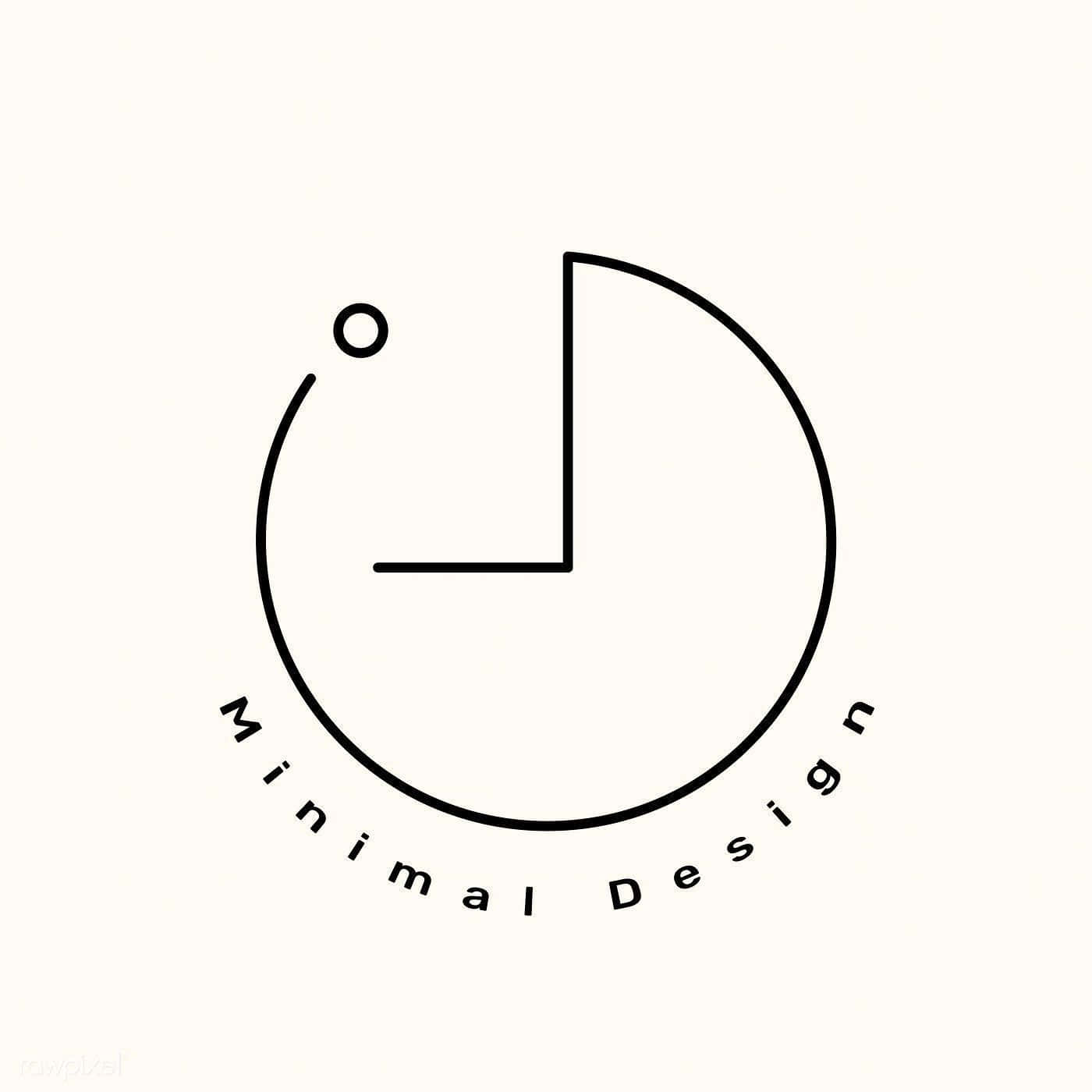 Minimalist Logo 桌布 壁紙 — 一個極簡風格的黑色線條時鐘標誌，在米白色背景上以圓形佈局顯示文字「Minimal Design」。