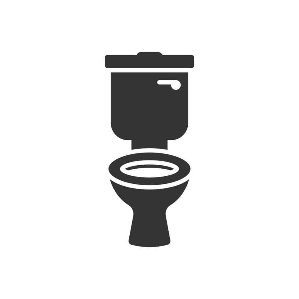 Toilet 桌布 壁紙 — 一個極簡風格的黑色馬桶剪影，置於純白背景上。