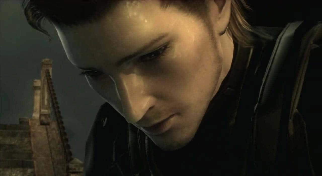 Metal Gear Solid Characters 桌布 壁紙 — 一個決心堅定的電子遊戲角色特寫，深色頭髮，眼神銳利，背景是燈光昏暗的古代遺跡。