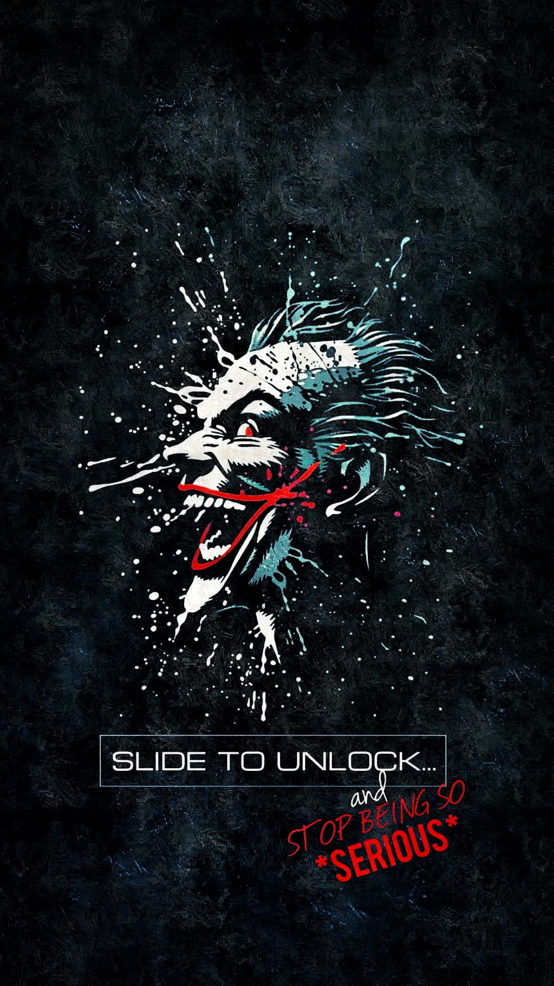 Joker Quotes 桌布 壁紙 — 一個混亂的潑漆小丑臉，紅唇和狂野的頭髮，背景是深色紋理，帶有手機解鎖文字。