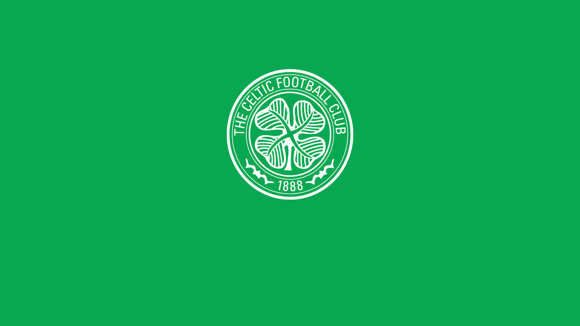 Celtic 桌布 壁紙 — 一個清晰的白色些路迪足球會徽章，置於純綠色背景中央。