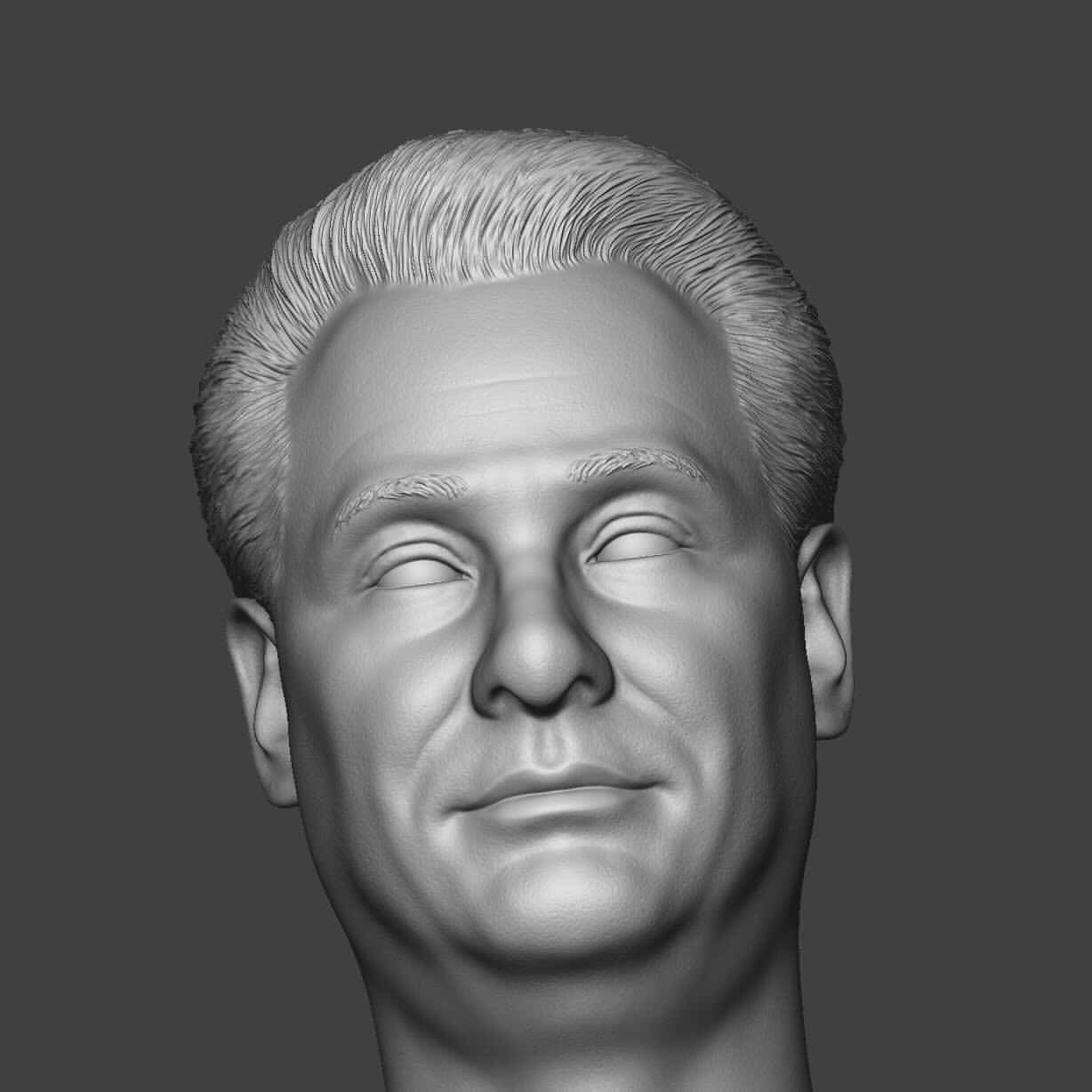 Gotti 桌布 壁紙 — 一個灰階3D渲染的男性半身像，閉著眼睛，帶著微妙微笑，背景簡潔。