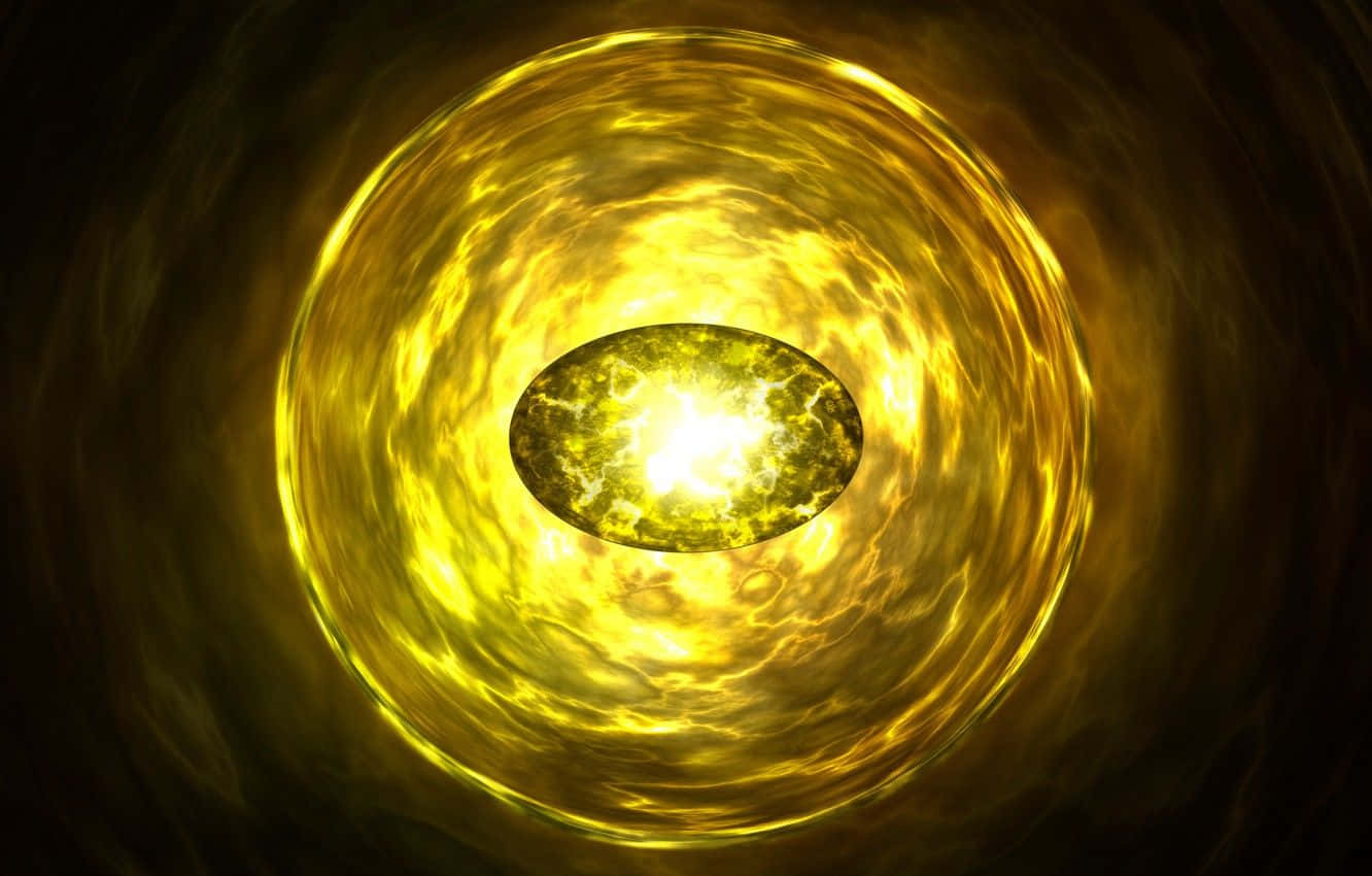 Infinity Gems 桌布 壁紙 — 一個燦爛的金色漩渦在宇宙隧道中圍繞著發光的核心旋轉。