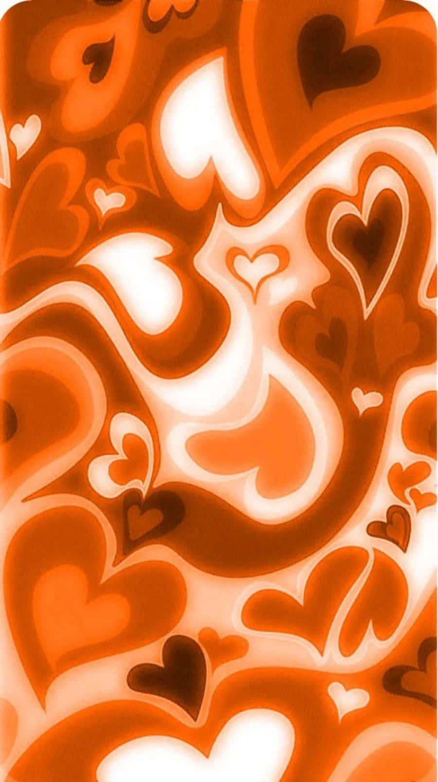 Orange Heart 桌布 壁紙 — 一個由溫暖橙色和白色色調組成的漩渦抽象心形圖案，營造出充滿活力的浪漫牆紙。