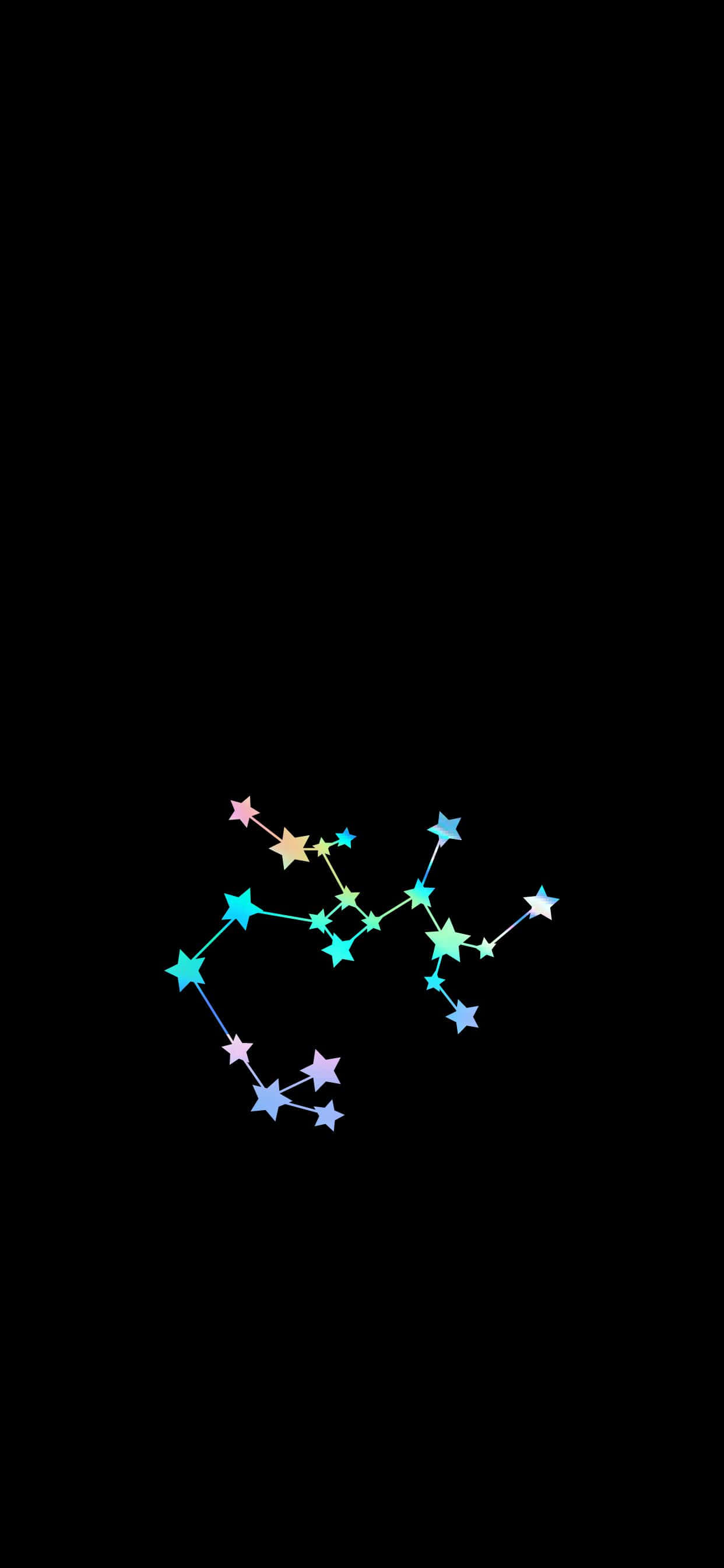 人馬座 桌布 壁紙 — 一個由發光多色星星組成的星座，以線條連接，背景為黑色。