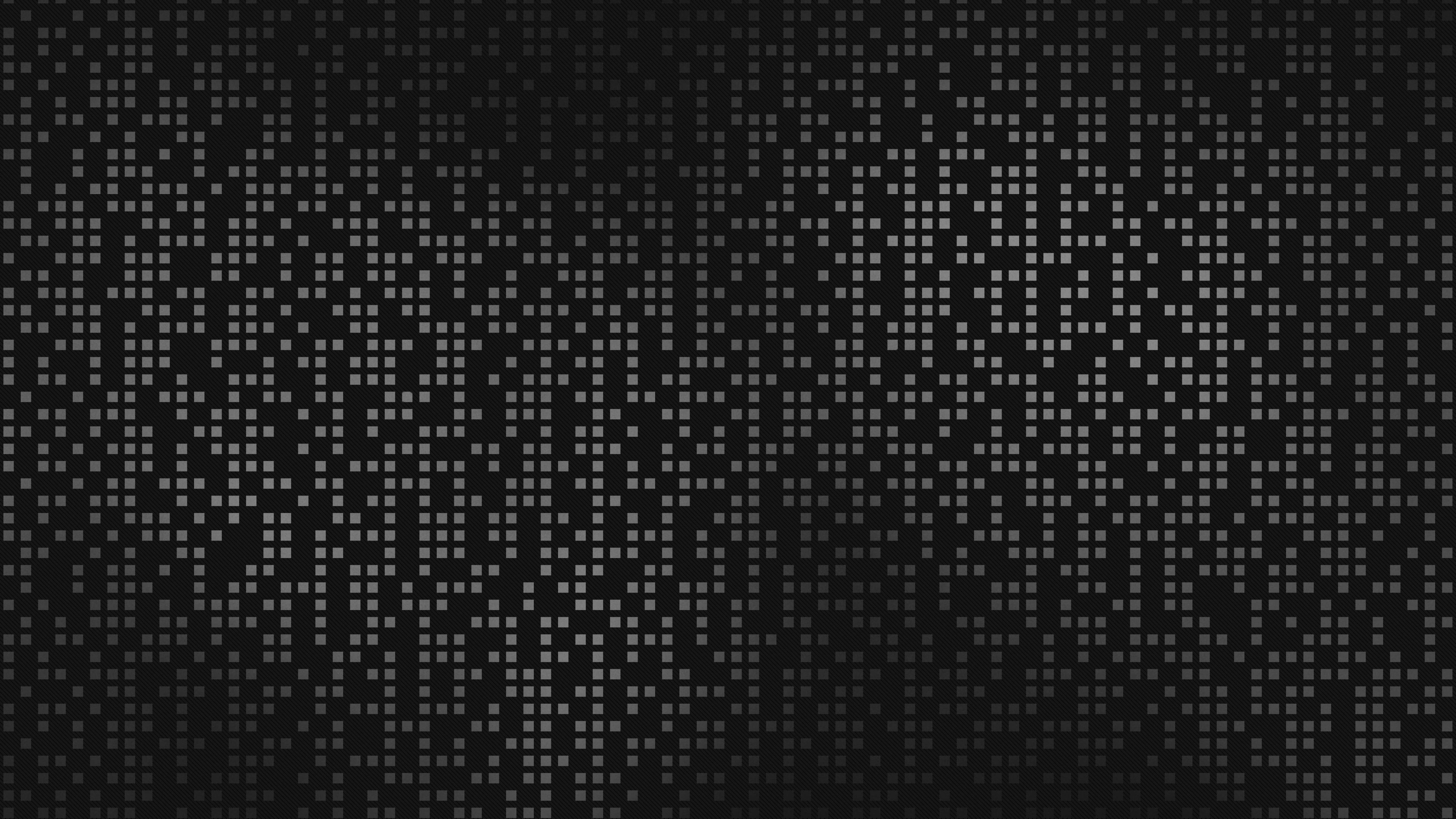 dots 桌布 壁紙 — 一個由發光灰色正方形組成的暗色數位矩陣，在黑色背景上形成抽象圖案。