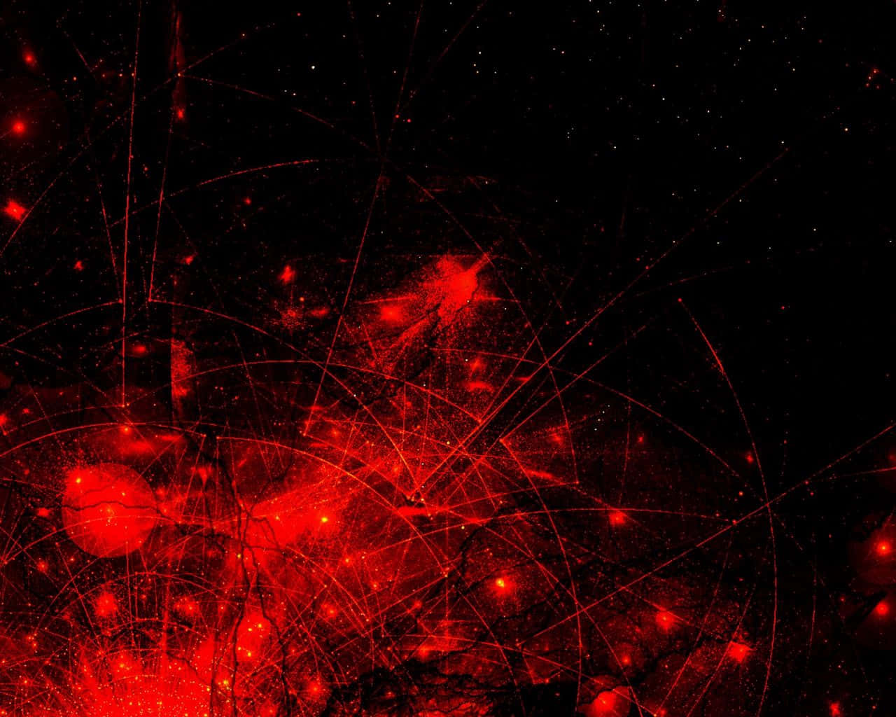 Red Space 桌布 壁紙 — 一個由發光紅色絲狀物和恆星組成的宇宙網，在深邃的黑色虛空中延伸，呈現生動的太空場景。