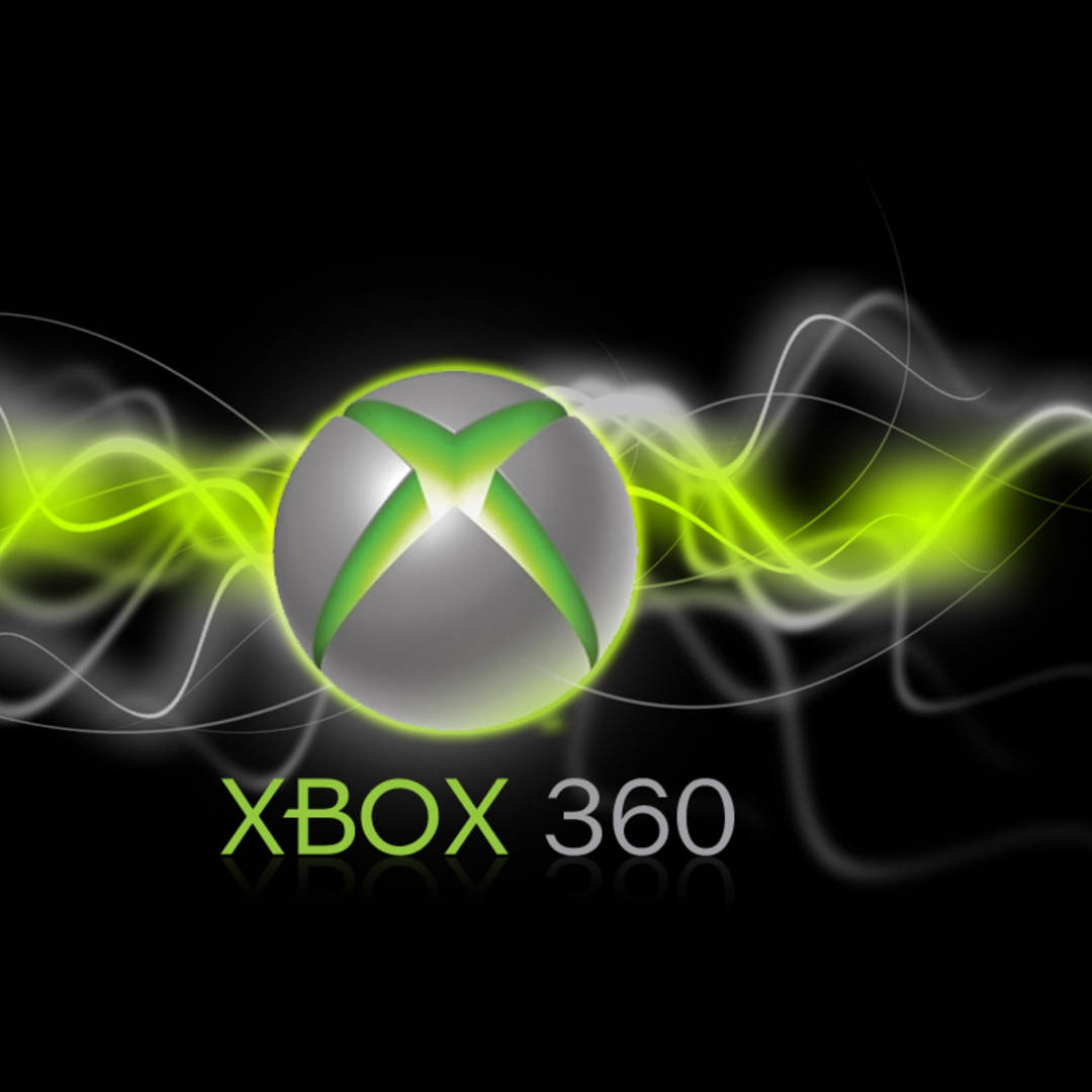 Xbox 360標誌，帶有綠色能量波，黑色背景 — Xbox GIF 壁紙