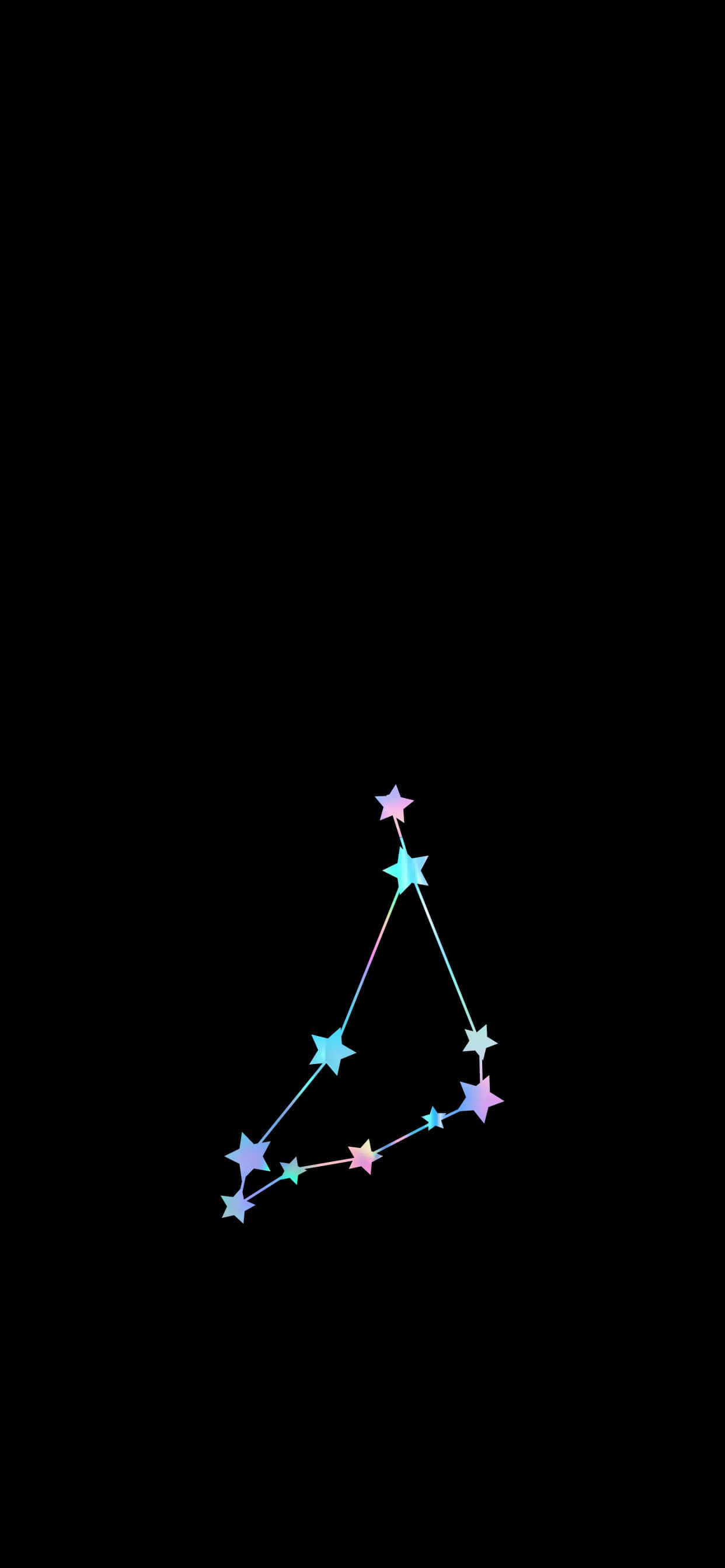 山羊座 桌布 壁紙 — 一個發光的彩色星星星座在深黑色背景上形成一個三角形。
