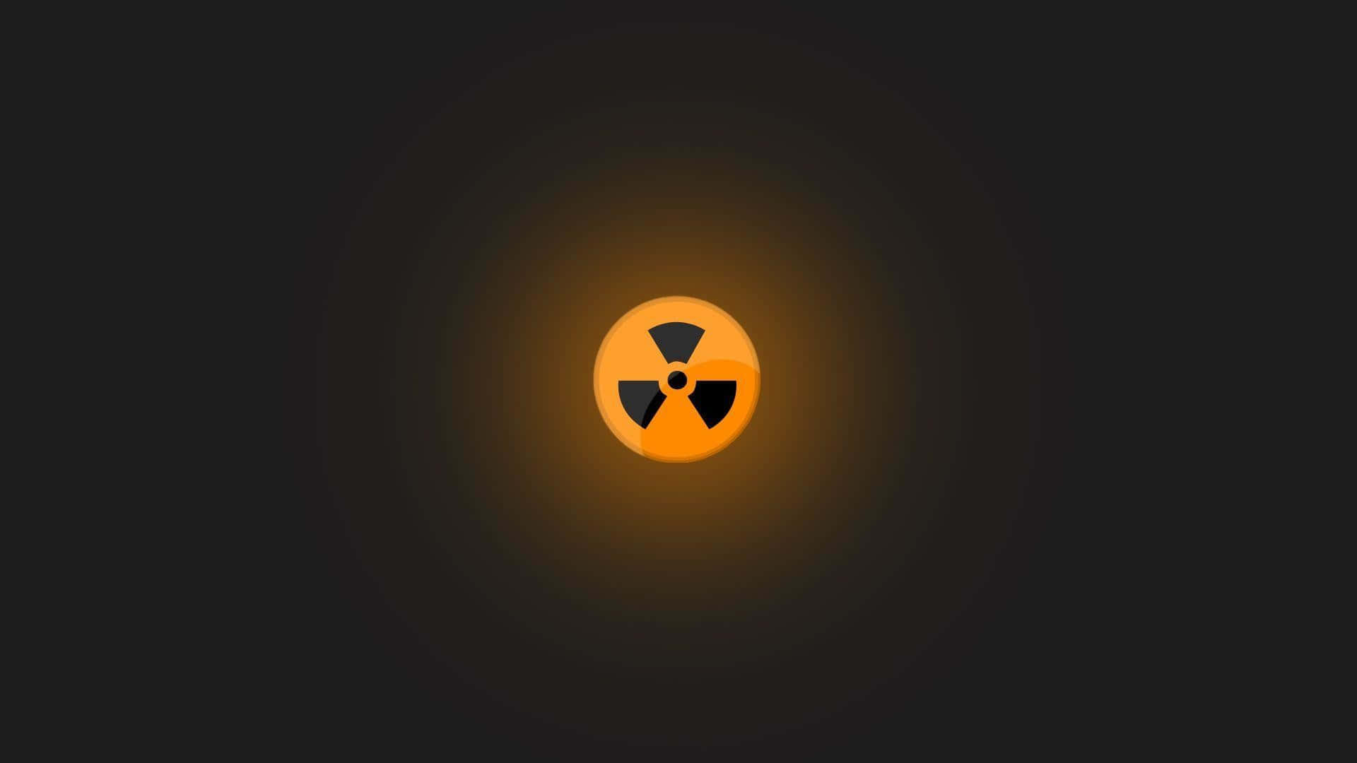 Fallout Nuke 桌布 壁紙 — 一個發光的橙色放射性符號，置於深色漸變背景中央，帶有柔和放射光。